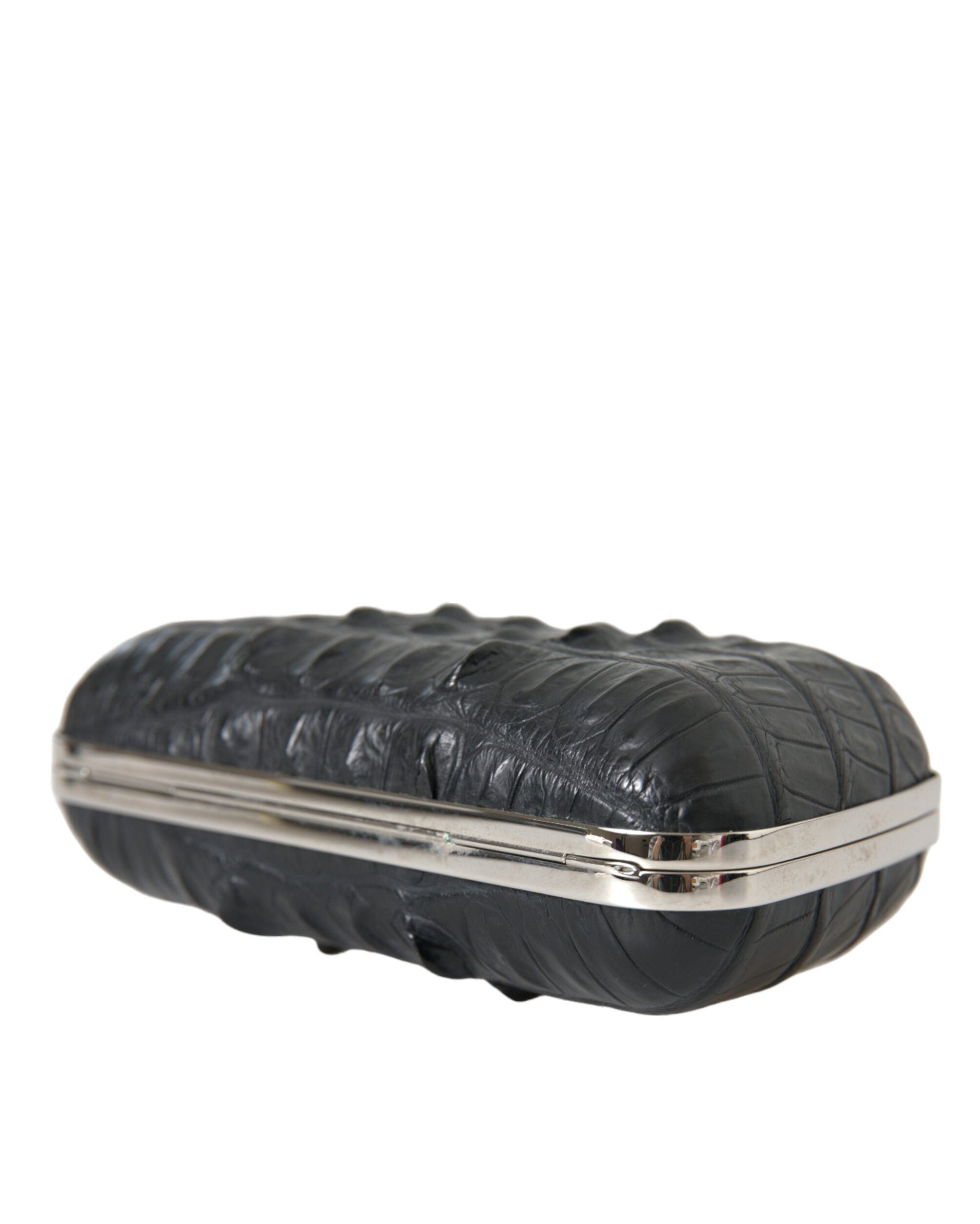 Balenciaga – Crocodile Skin Leather Evening Clutch Bag Black