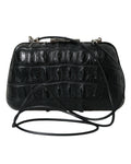 Balenciaga – Crocodile Skin Leather Evening Clutch Bag Black