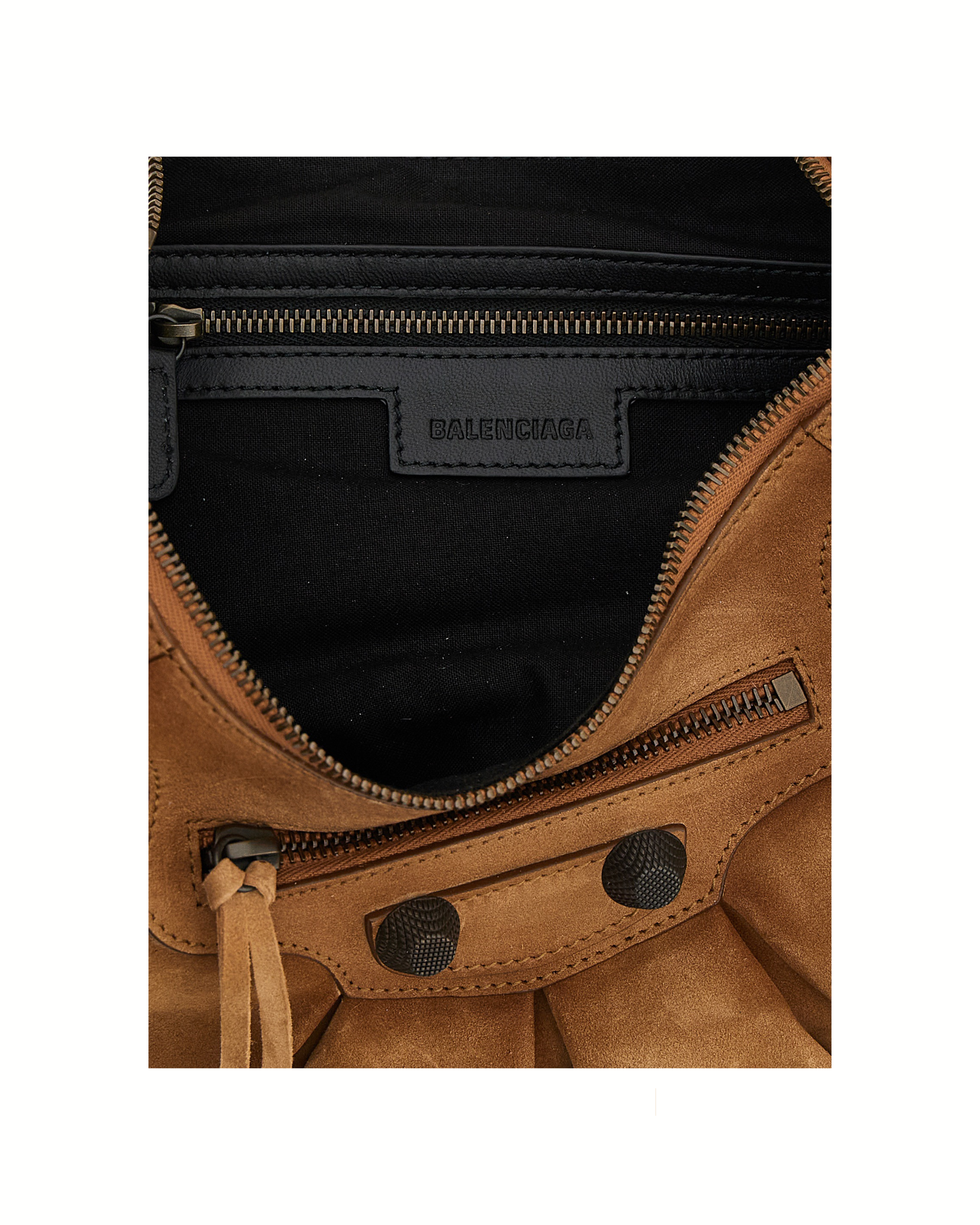 Balenciaga Le Cagole S Shoulder Bag Brown Suede