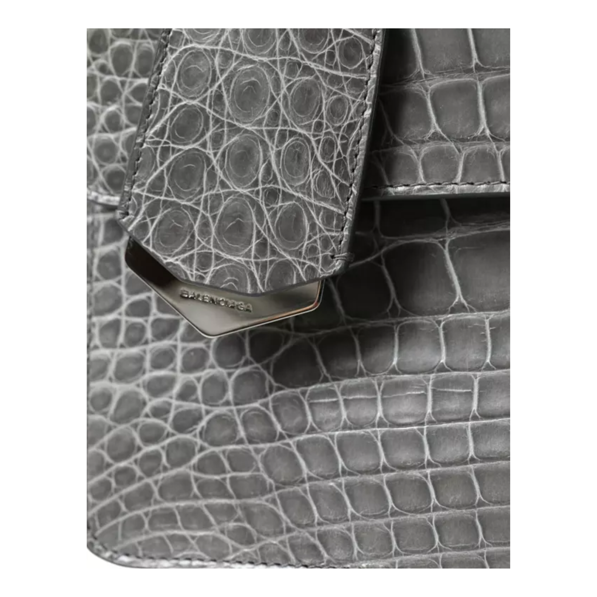 Balenciaga - Black White Striped Exotic Skin Leather Maxi Bucket Tote Bag