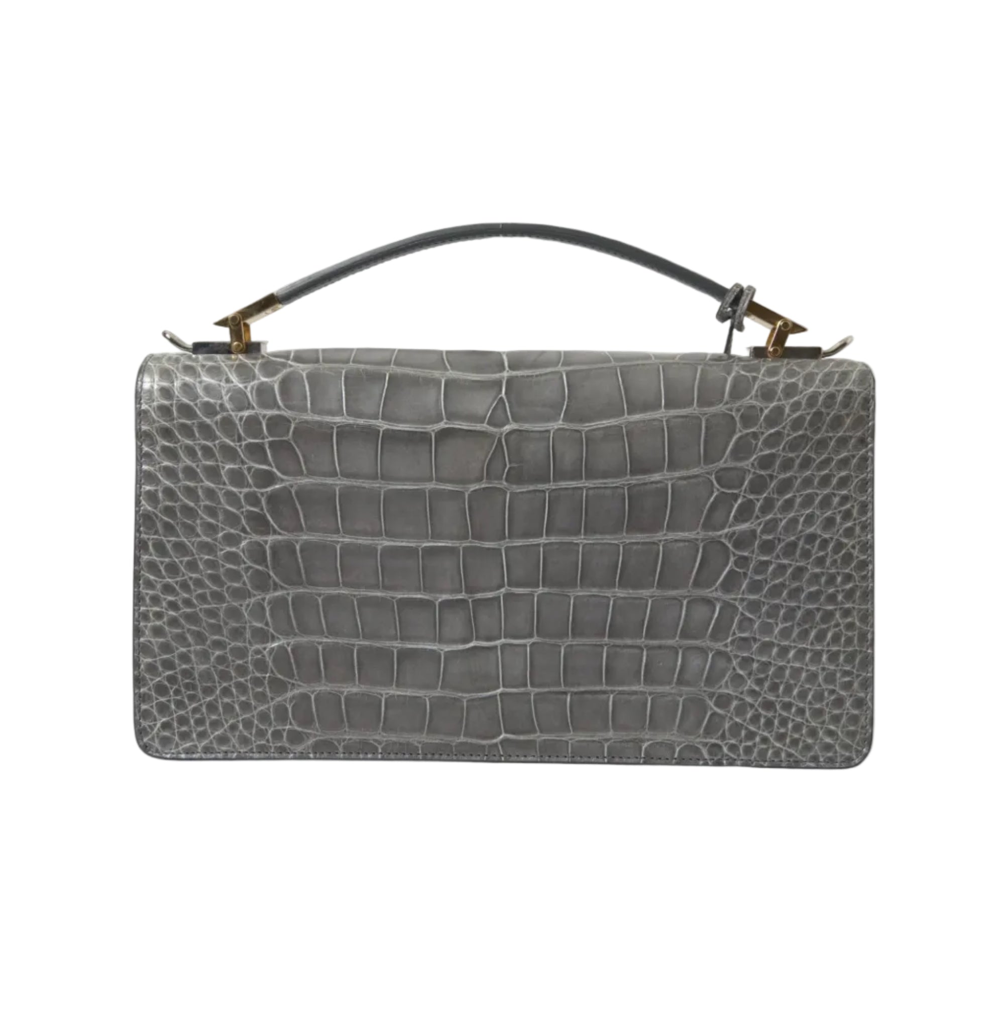 Balenciaga – Le Dix Pochette Alligator Leather Medium Shoulder Bag Grey