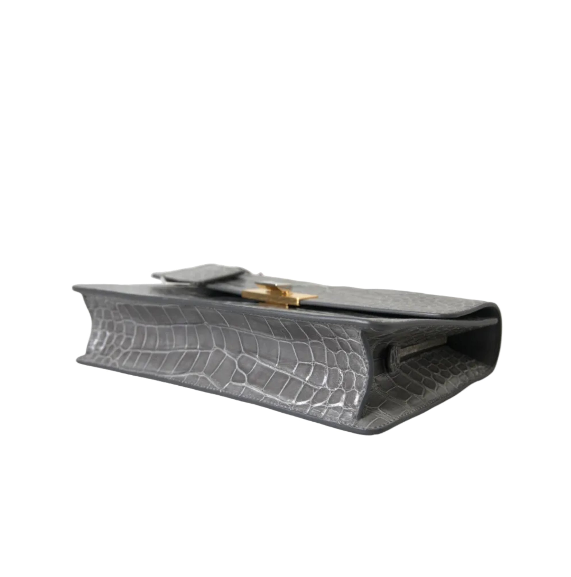 Balenciaga – Le Dix Pochette Alligator Leather Medium Shoulder Bag Grey