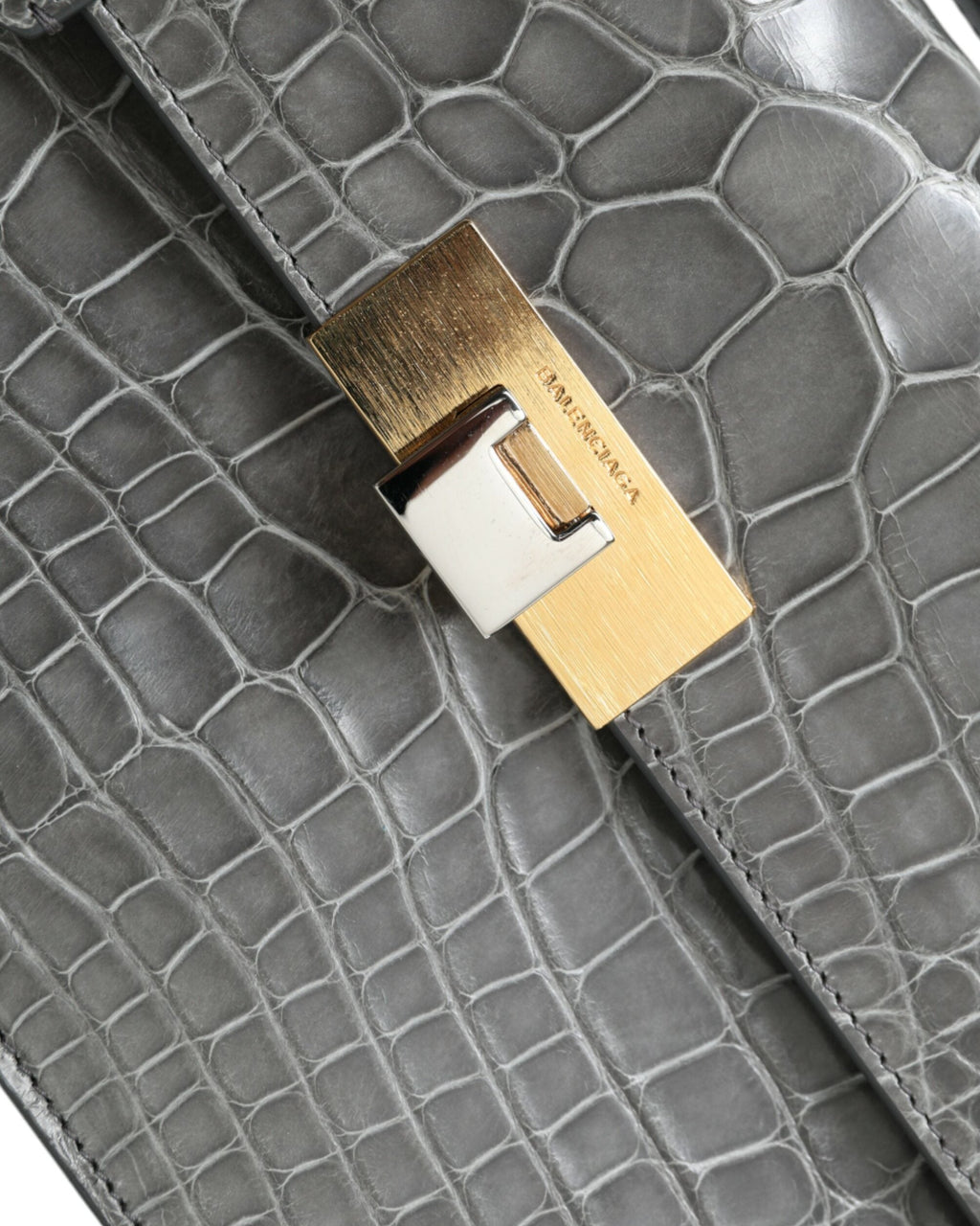 Balenciaga – Le Dix Pochette Alligator Leather Medium Shoulder Bag Grey