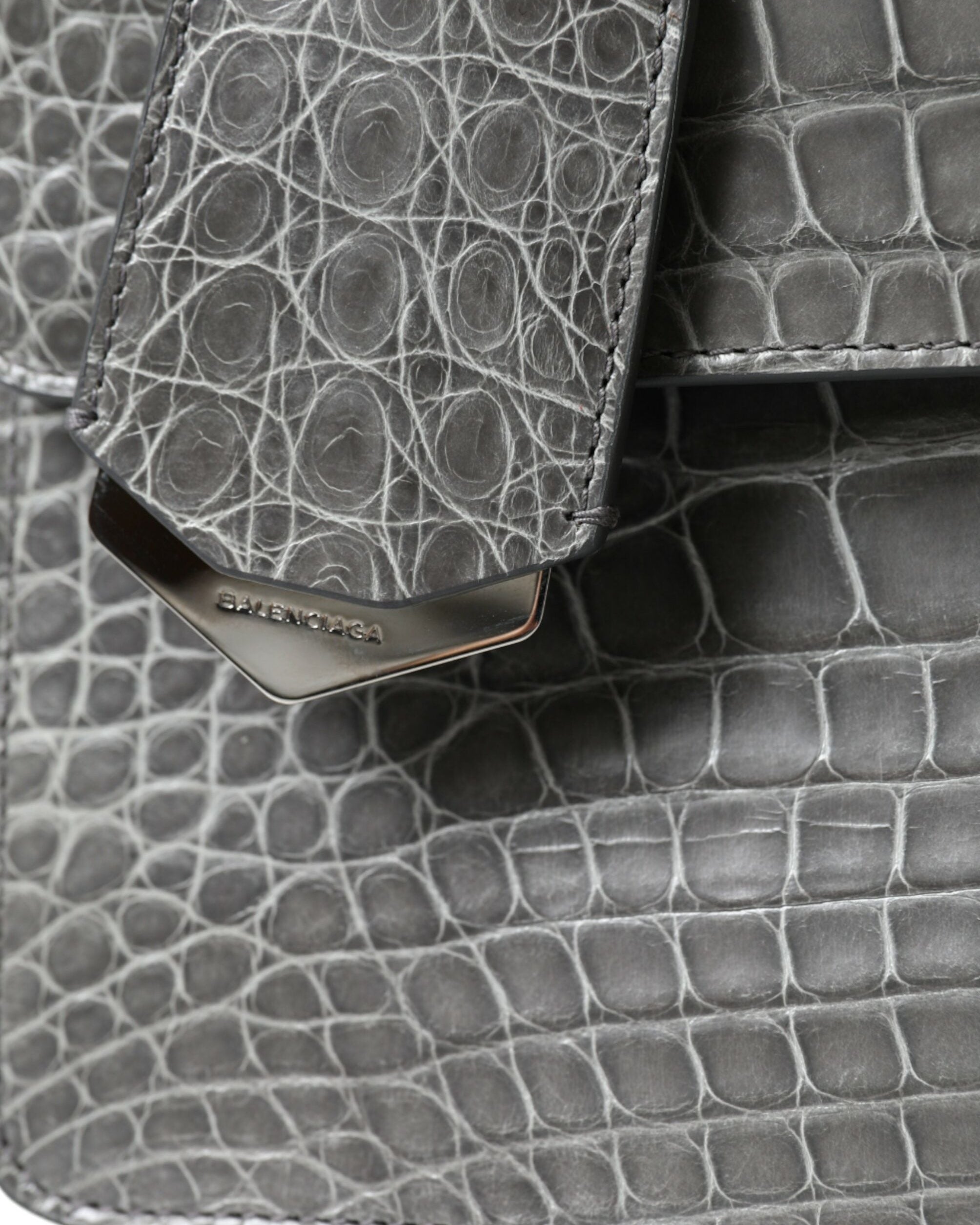 Balenciaga – Le Dix Pochette Alligator Leather Medium Shoulder Bag Grey