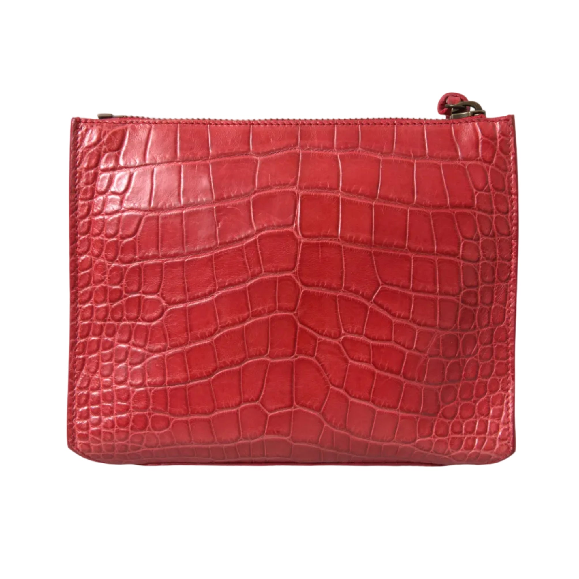Balenciaga – Paper Postcard Exotic Alligator Leather Pouch Clutch Red