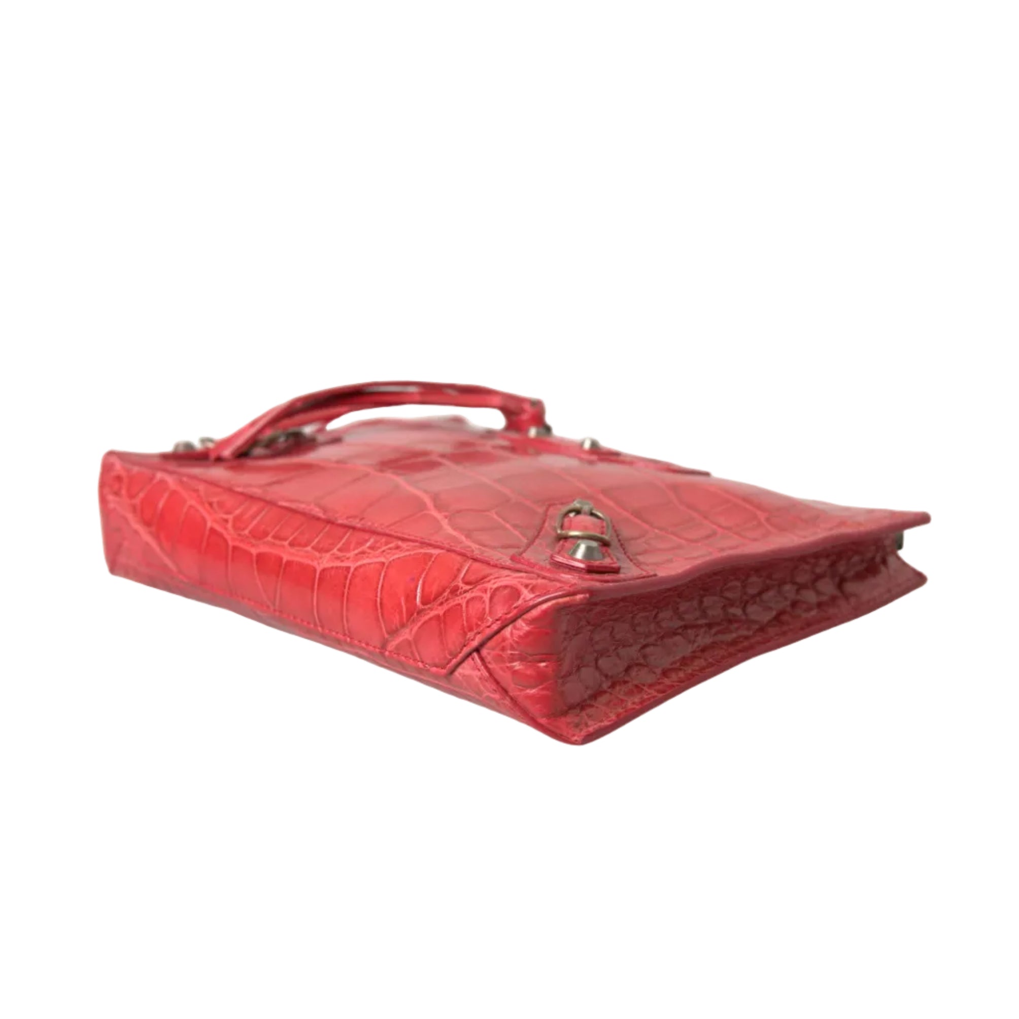 Balenciaga – Paper Postcard Exotic Alligator Leather Pouch Clutch Red