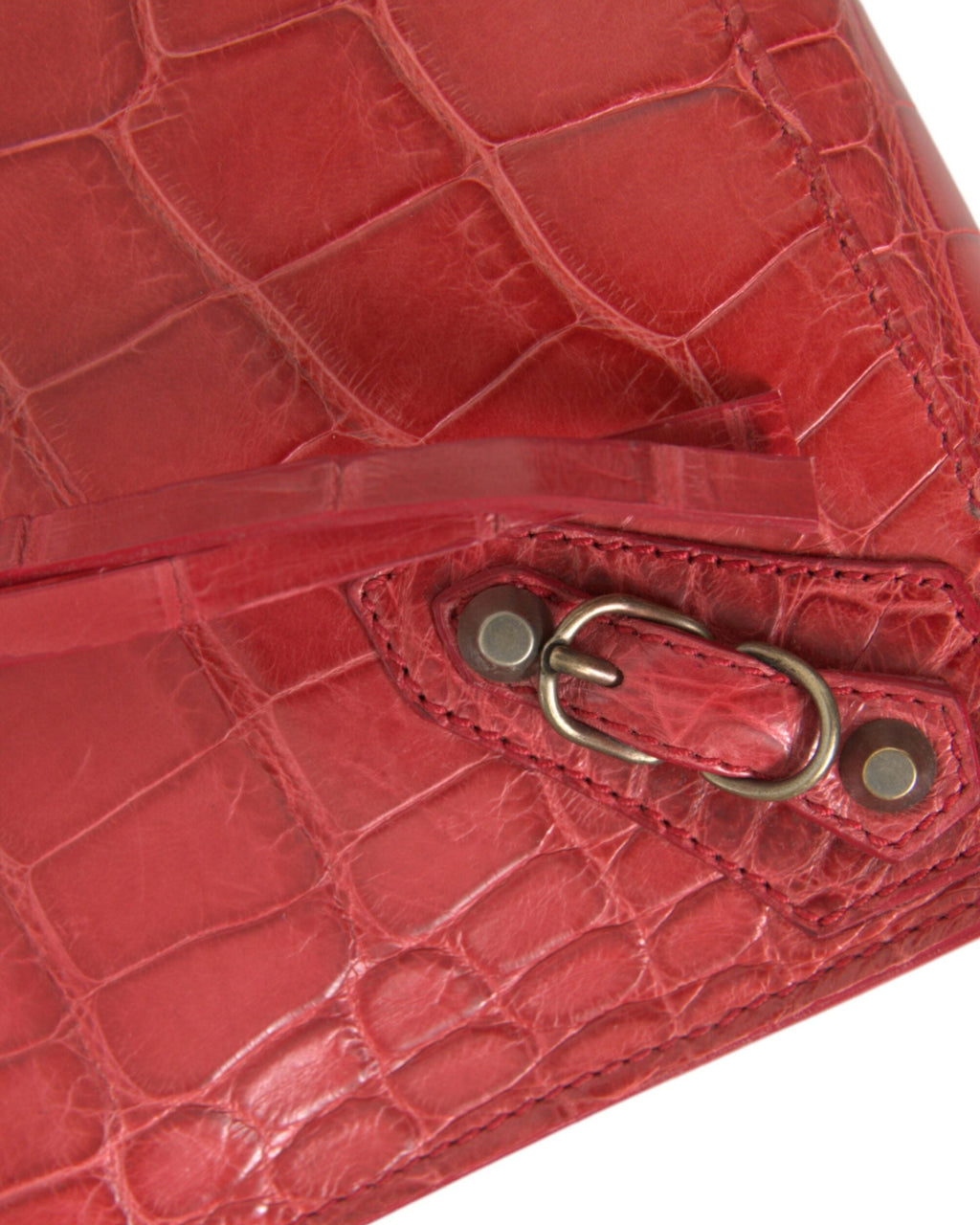 Balenciaga – Paper Postcard Exotic Alligator Leather Pouch Clutch Red