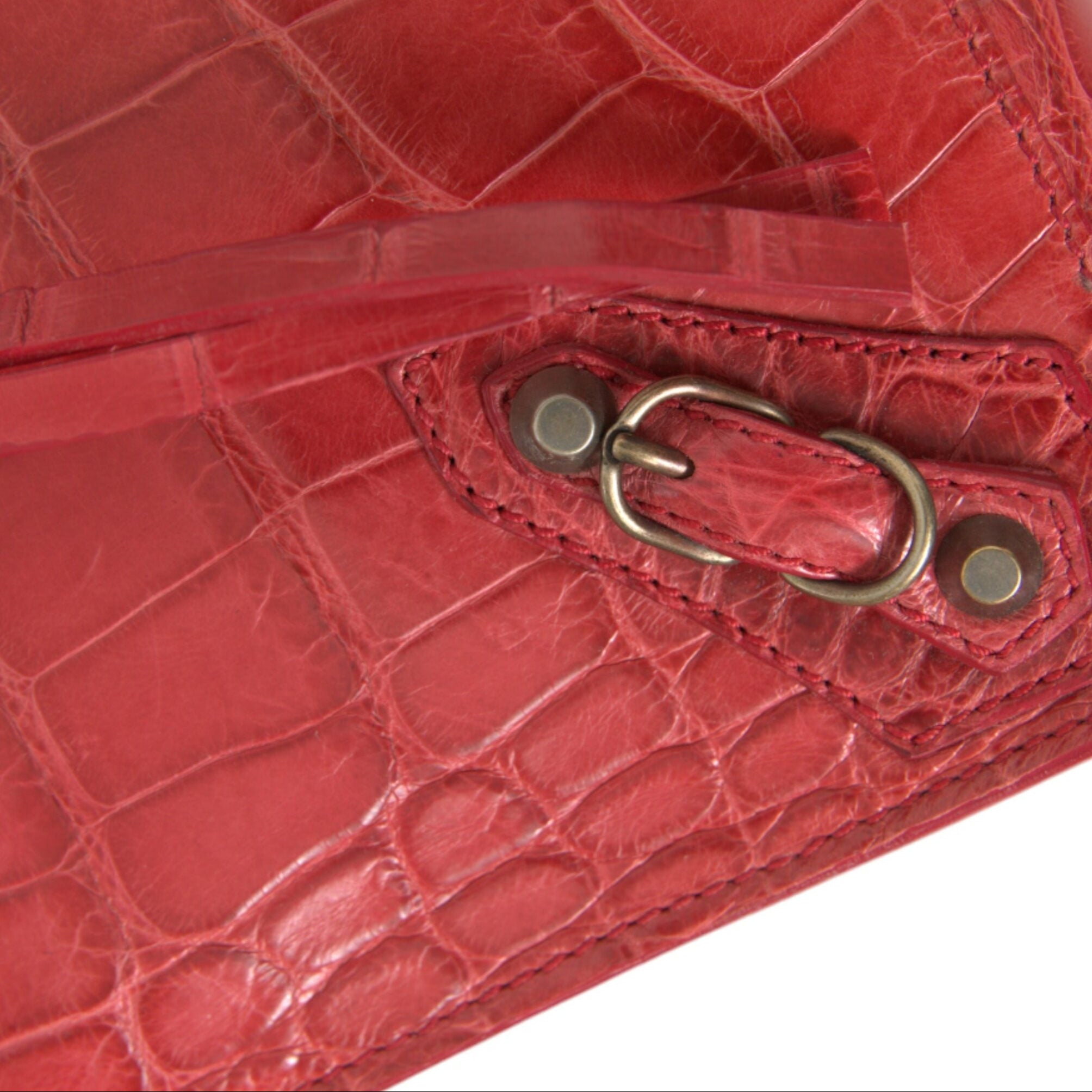 Balenciaga – Paper Postcard Exotic Alligator Leather Pouch Clutch Red