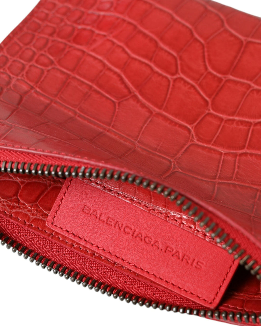 Balenciaga – Paper Postcard Exotic Alligator Leather Pouch Clutch Red