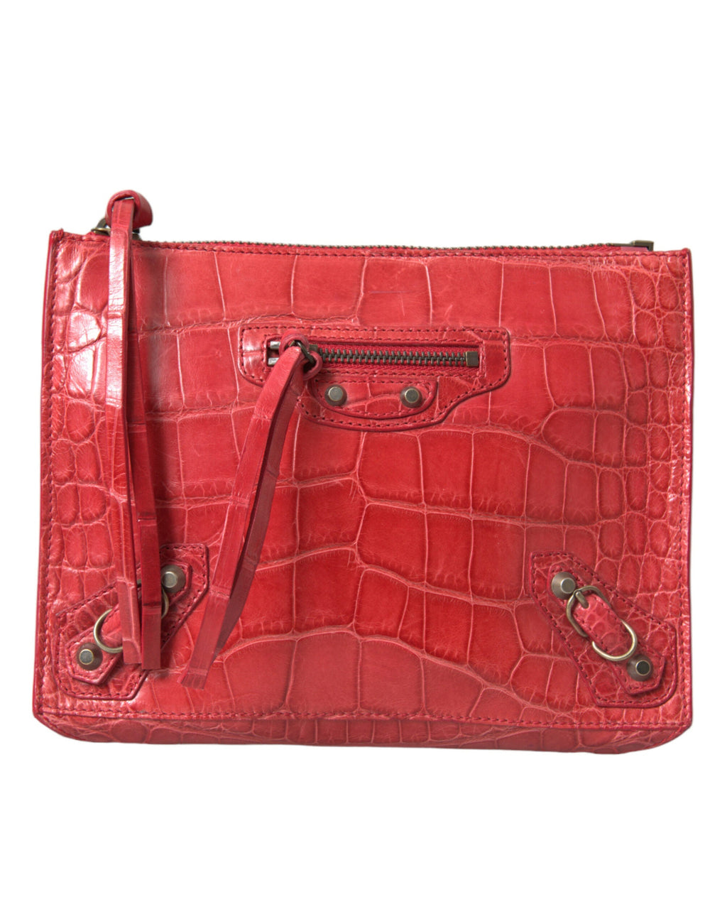 Balenciaga – Paper Postcard Exotic Alligator Leather Pouch Clutch Red