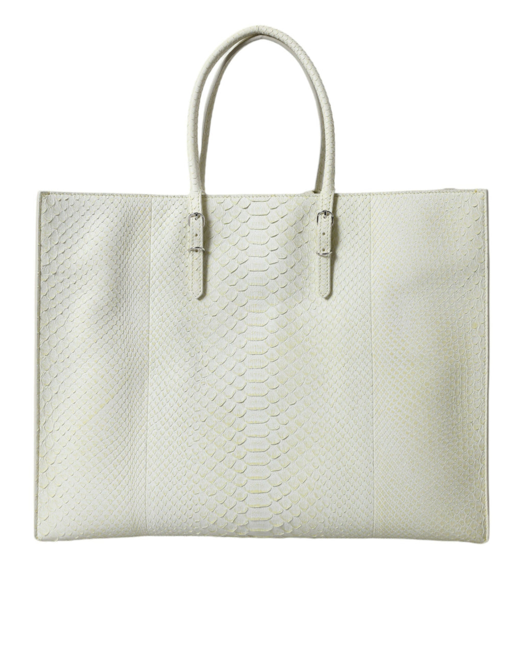Balenciaga – Papier A4 Exotic Python Leather Tote Bag White / Lemon Yellow