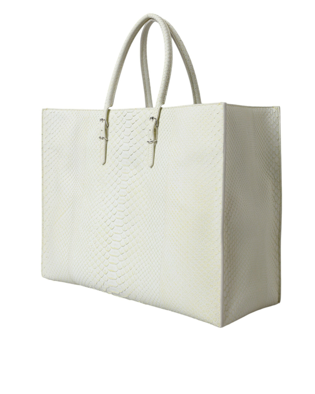 Balenciaga – Papier A4 Exotic Python Leather Tote Bag White / Lemon Yellow