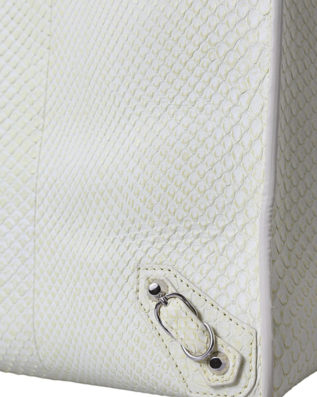Balenciaga – Papier A4 Exotic Python Leather Tote Bag White / Lemon Yellow