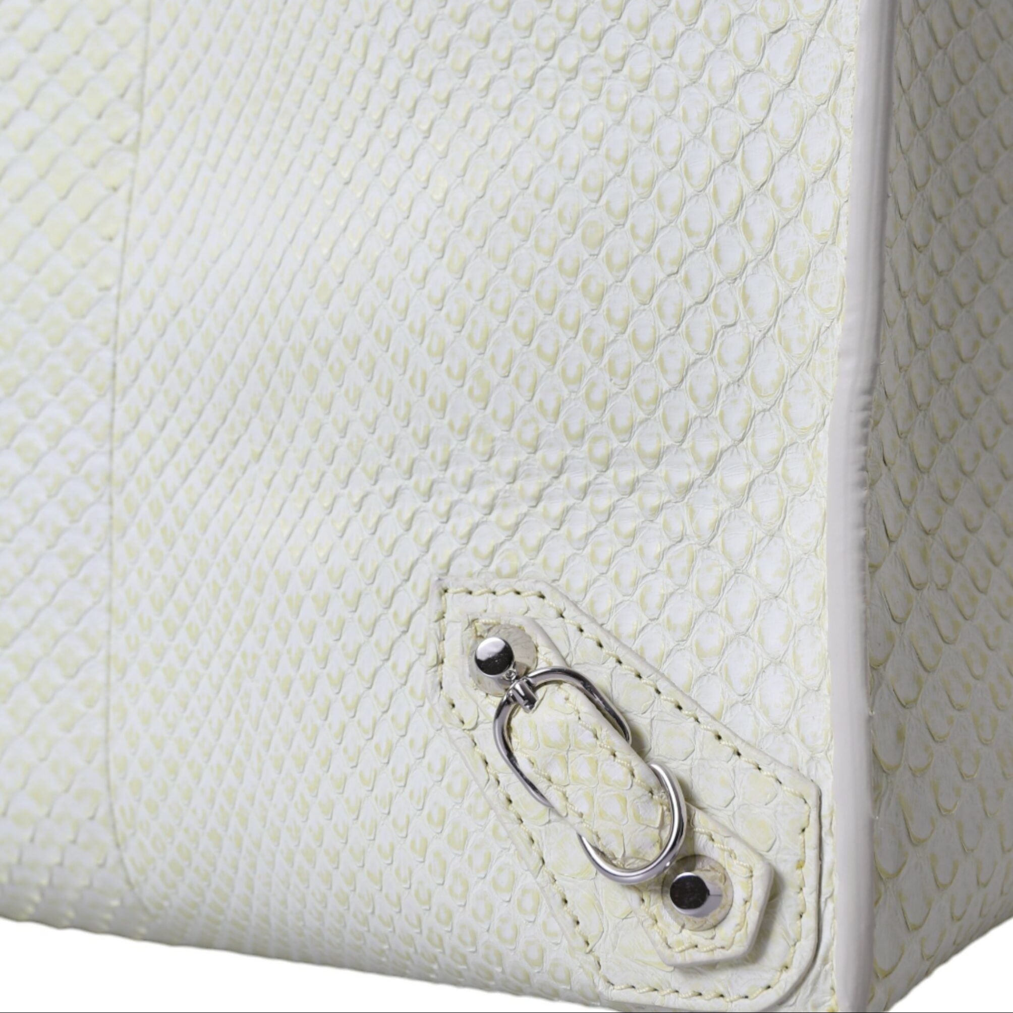 Balenciaga – Papier A4 Exotic Python Leather Tote Bag White / Lemon Yellow