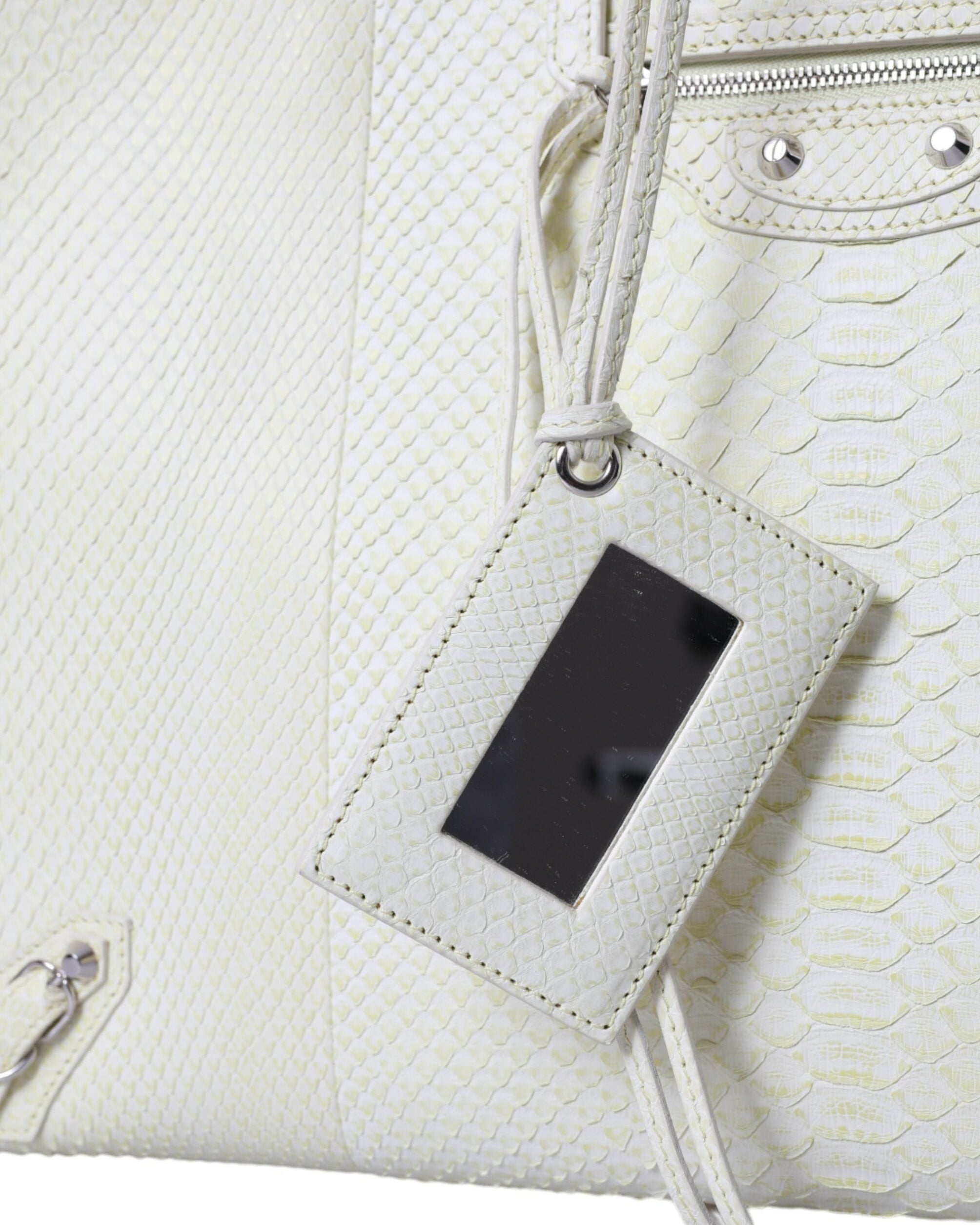 Balenciaga – Papier A4 Exotic Python Leather Tote Bag White / Lemon Yellow