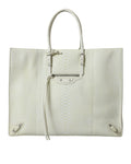 Balenciaga – Papier A4 Exotic Python Leather Tote Bag White / Lemon Yellow