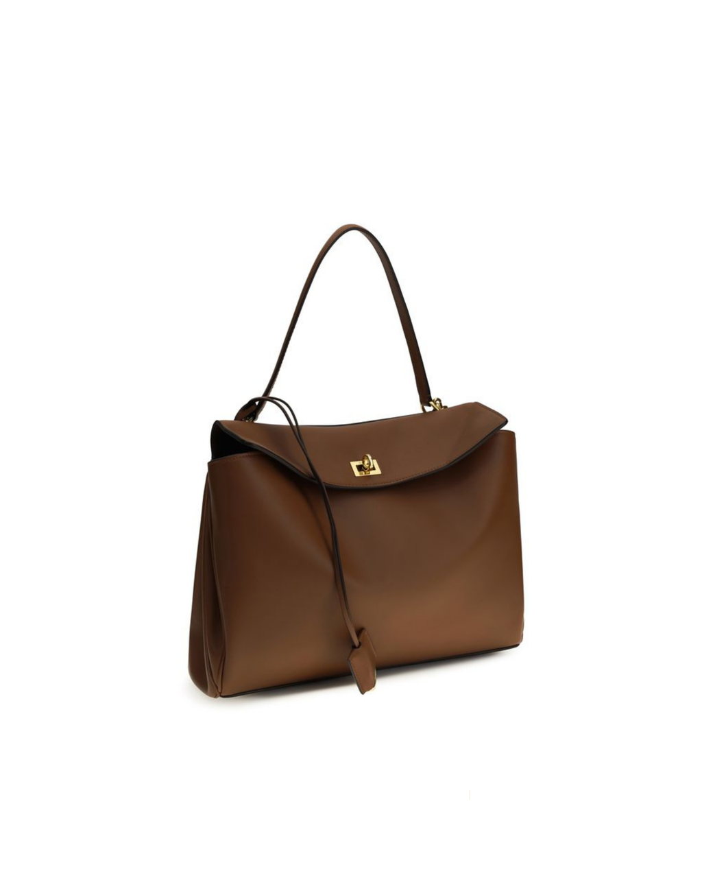 Balenciaga – Rodeo Shoulder Bag Cognac in Pelle di Vitello con Chiusura Twist Lock