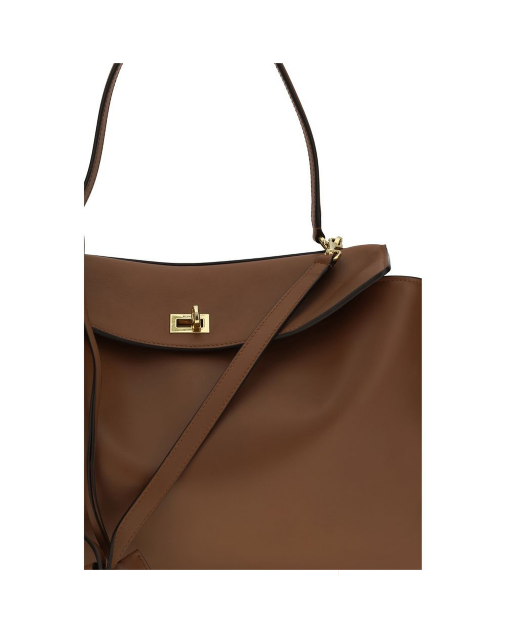 Balenciaga – Rodeo Shoulder Bag Cognac in Pelle di Vitello con Chiusura Twist Lock