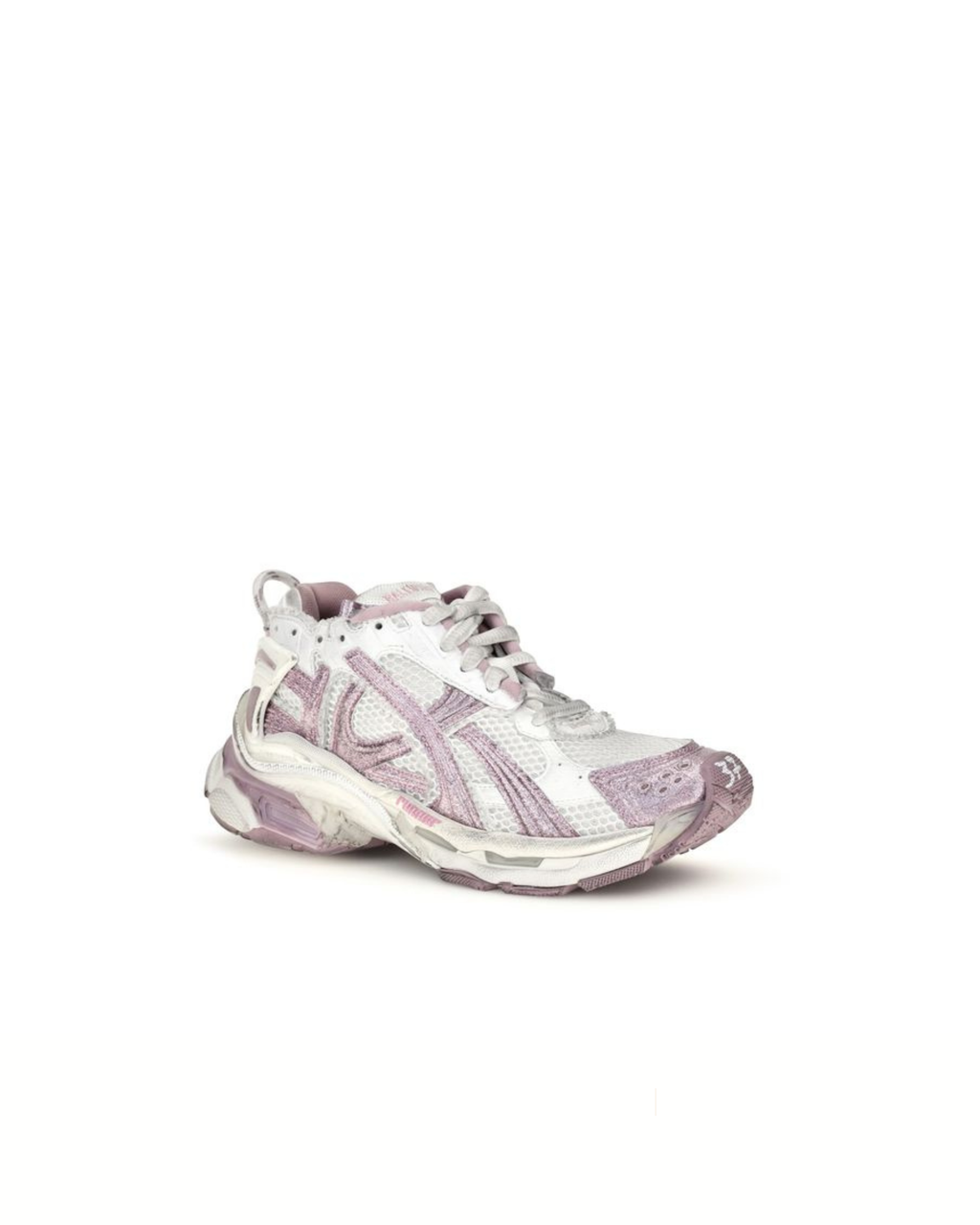 Balenciaga Runner Glitter Sneakers White / Pink
