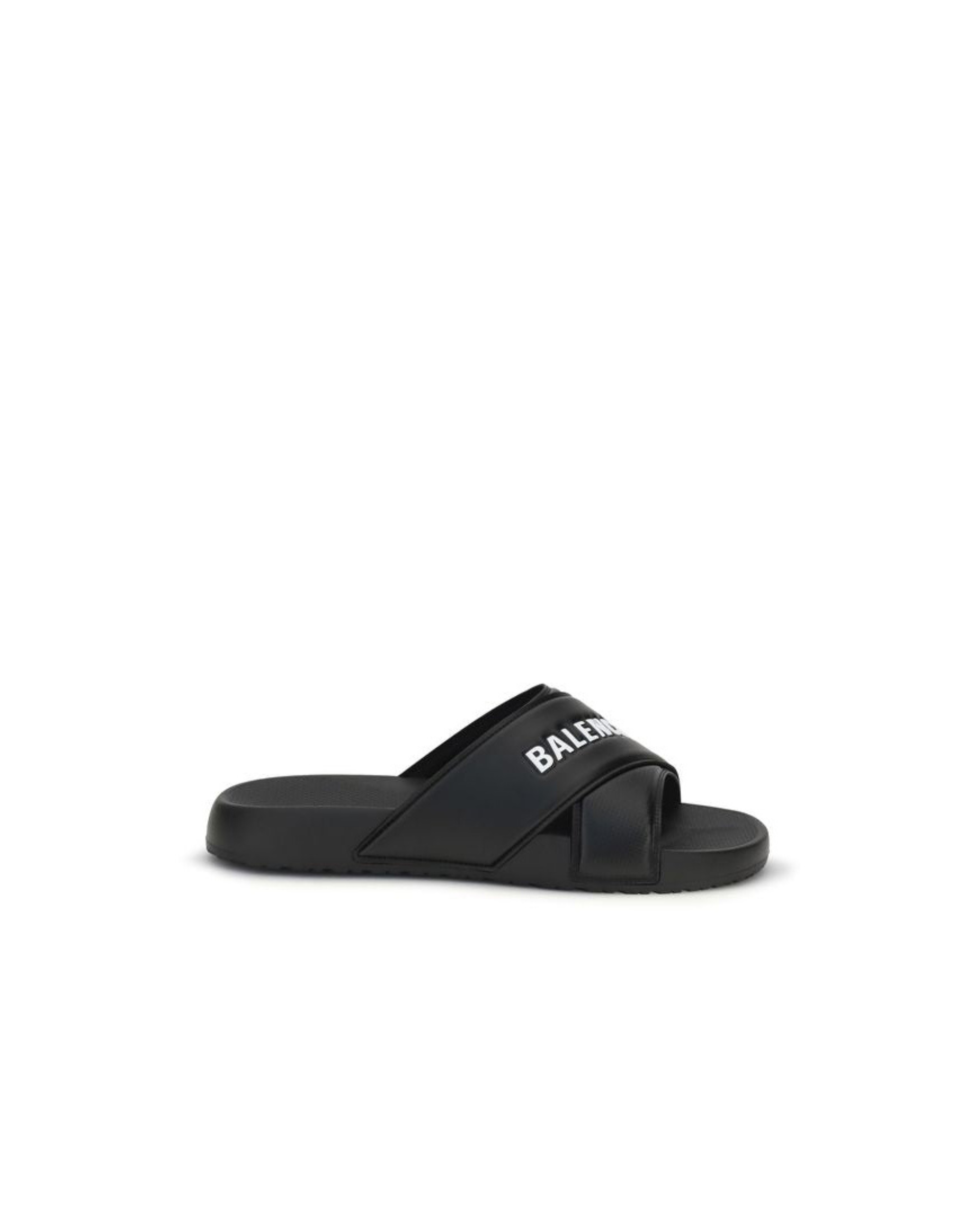 Balenciaga – Sandali Slide Neri con Logo Balenciaga a Contrasto