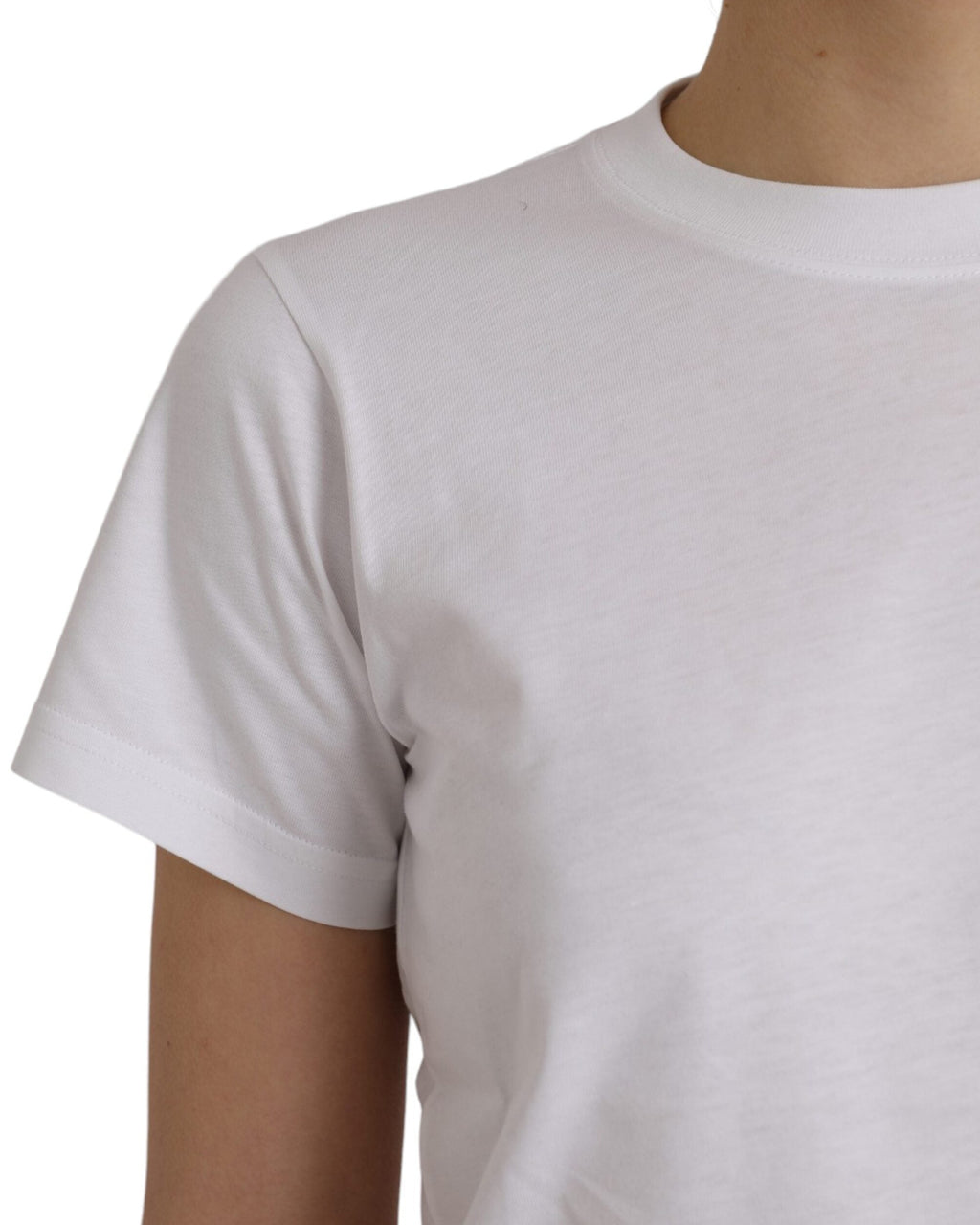 Balenciaga – T-Shirt Donna in Cotone Bianco con Logo Ricamato Tone-on-Tone