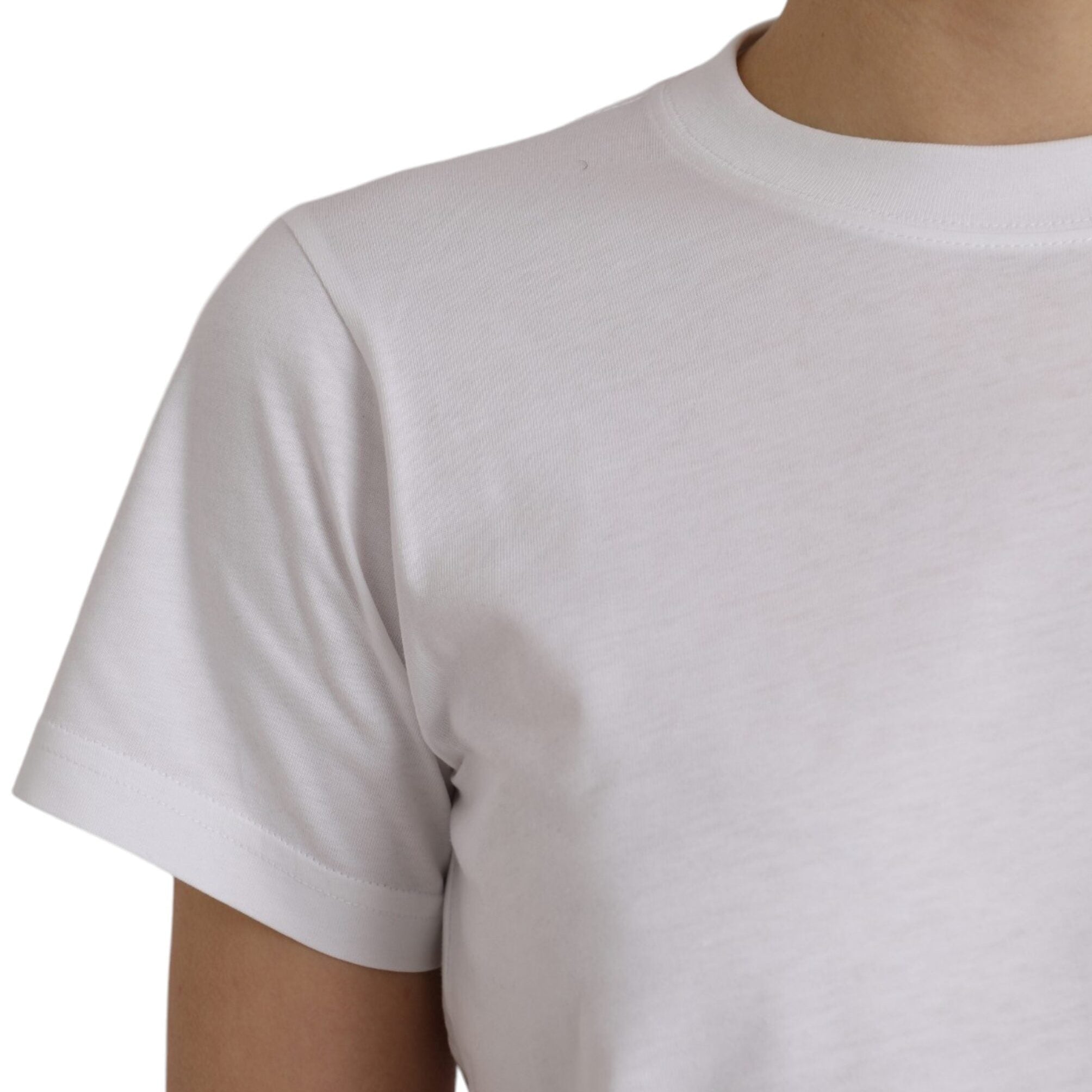 Balenciaga – T-Shirt Donna in Cotone Bianco con Logo Ricamato Tone-on-Tone
