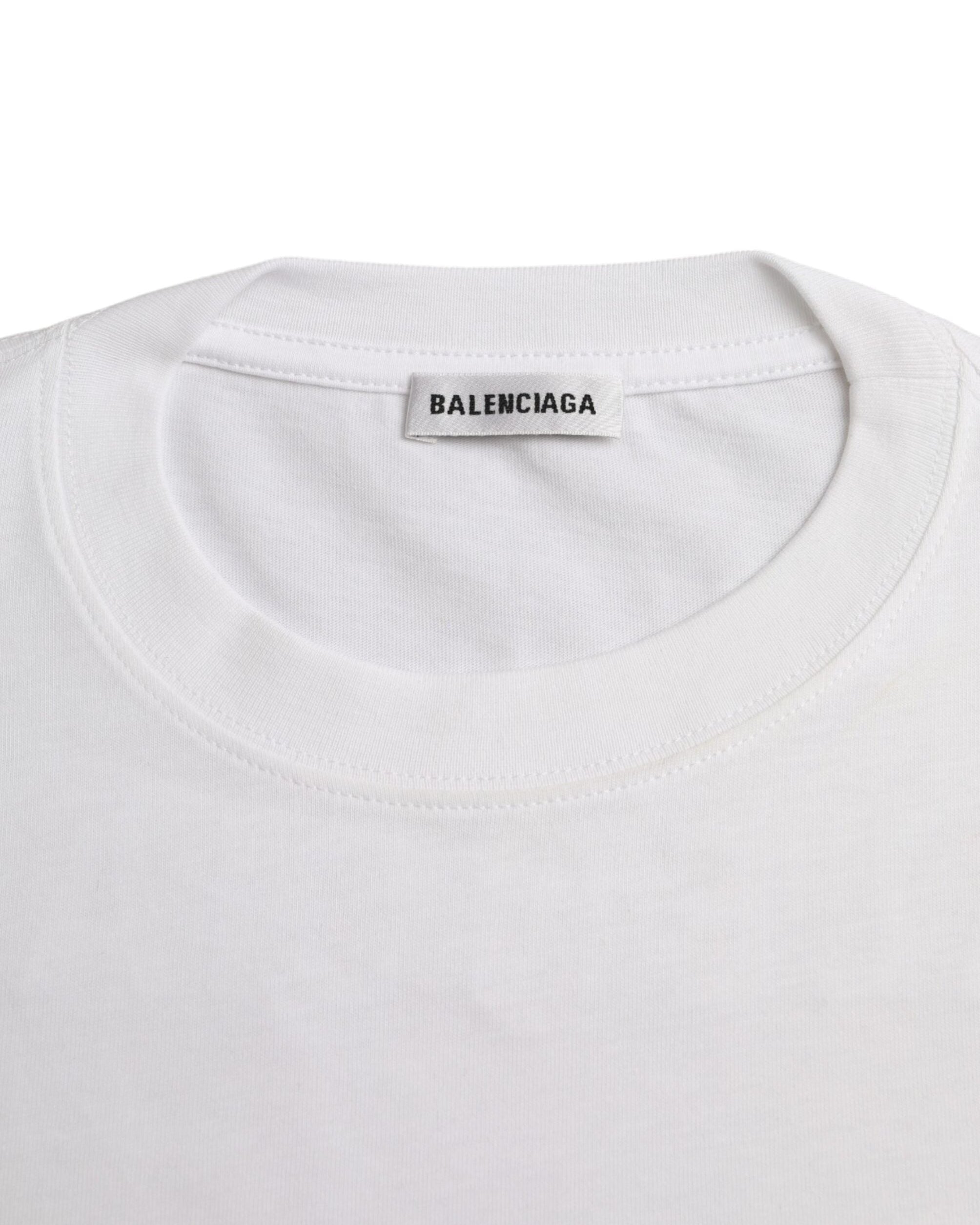 Balenciaga – T-Shirt Donna in Cotone Bianco con Logo Ricamato Tone-on-Tone