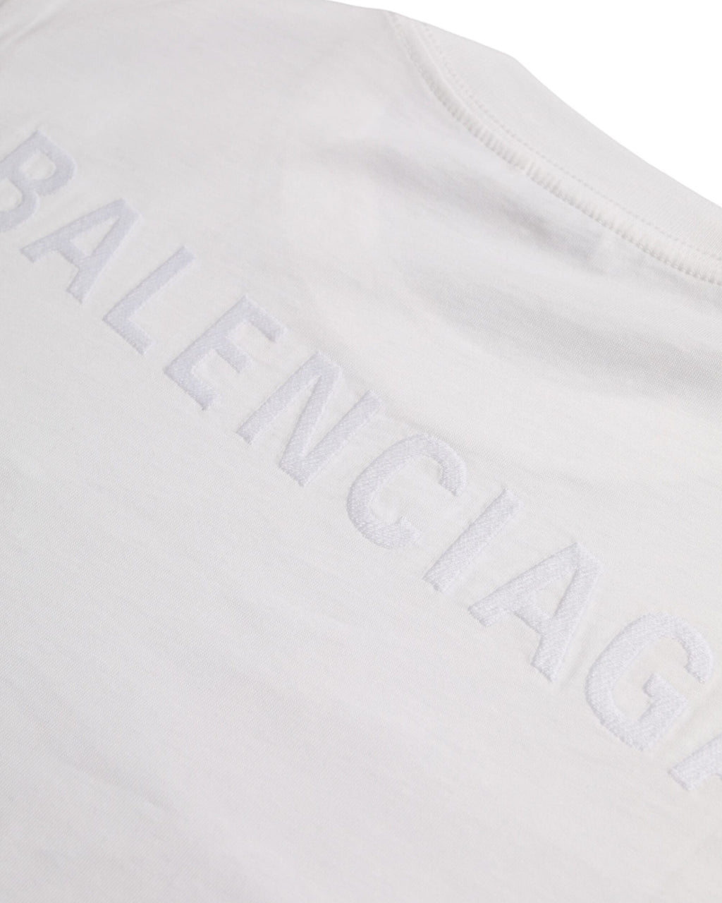 Balenciaga – T-Shirt Donna in Cotone Bianco con Logo Ricamato Tone-on-Tone