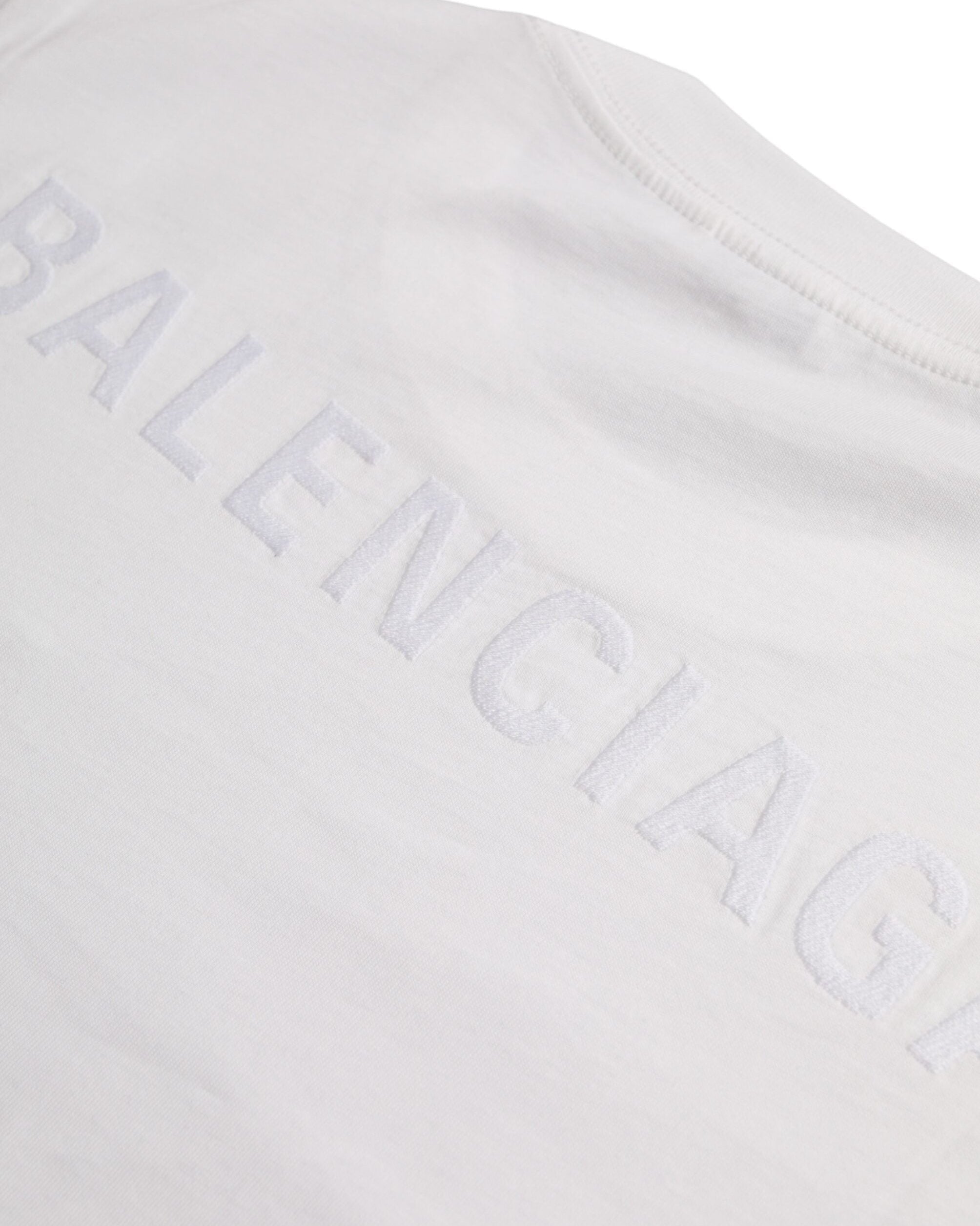 Balenciaga – T-Shirt Donna in Cotone Bianco con Logo Ricamato Tone-on-Tone