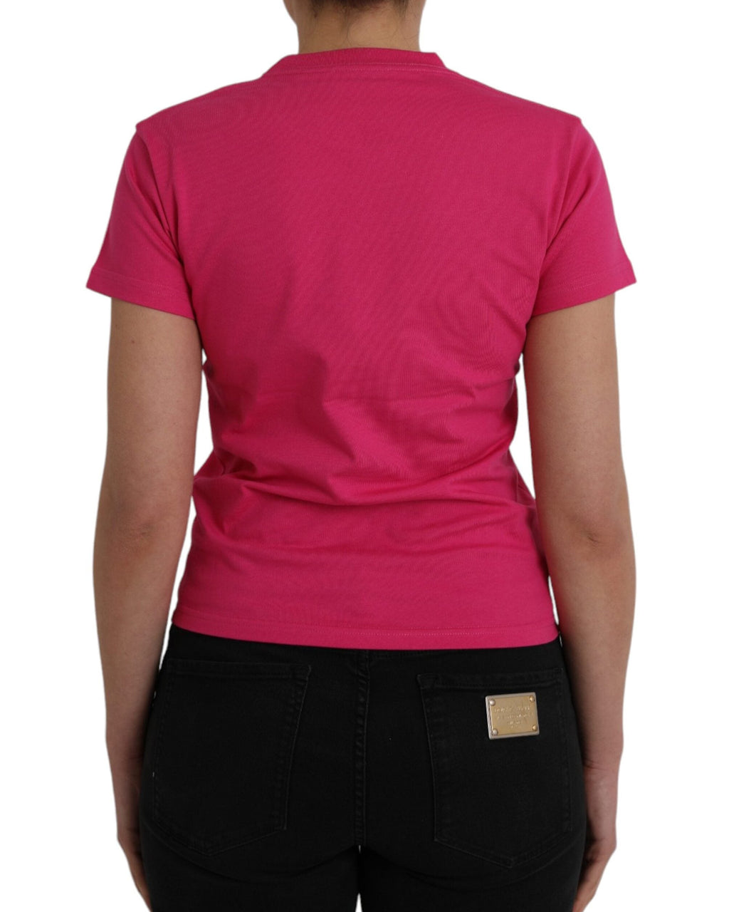 Balenciaga – T-Shirt Donna Fucsia in Cotone con Mini Logo Balenciaga