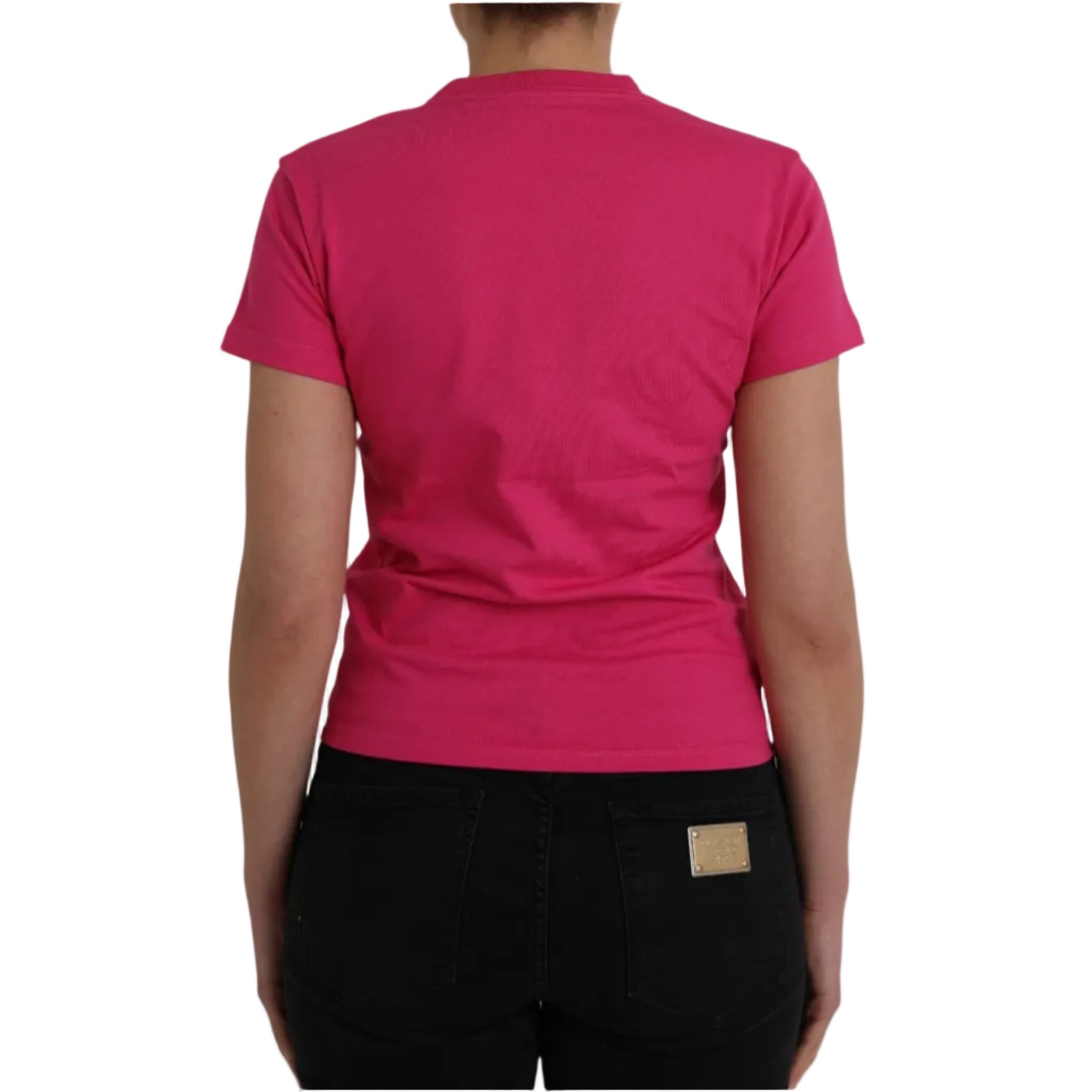 Balenciaga – T-Shirt Donna Fucsia in Cotone con Mini Logo Balenciaga