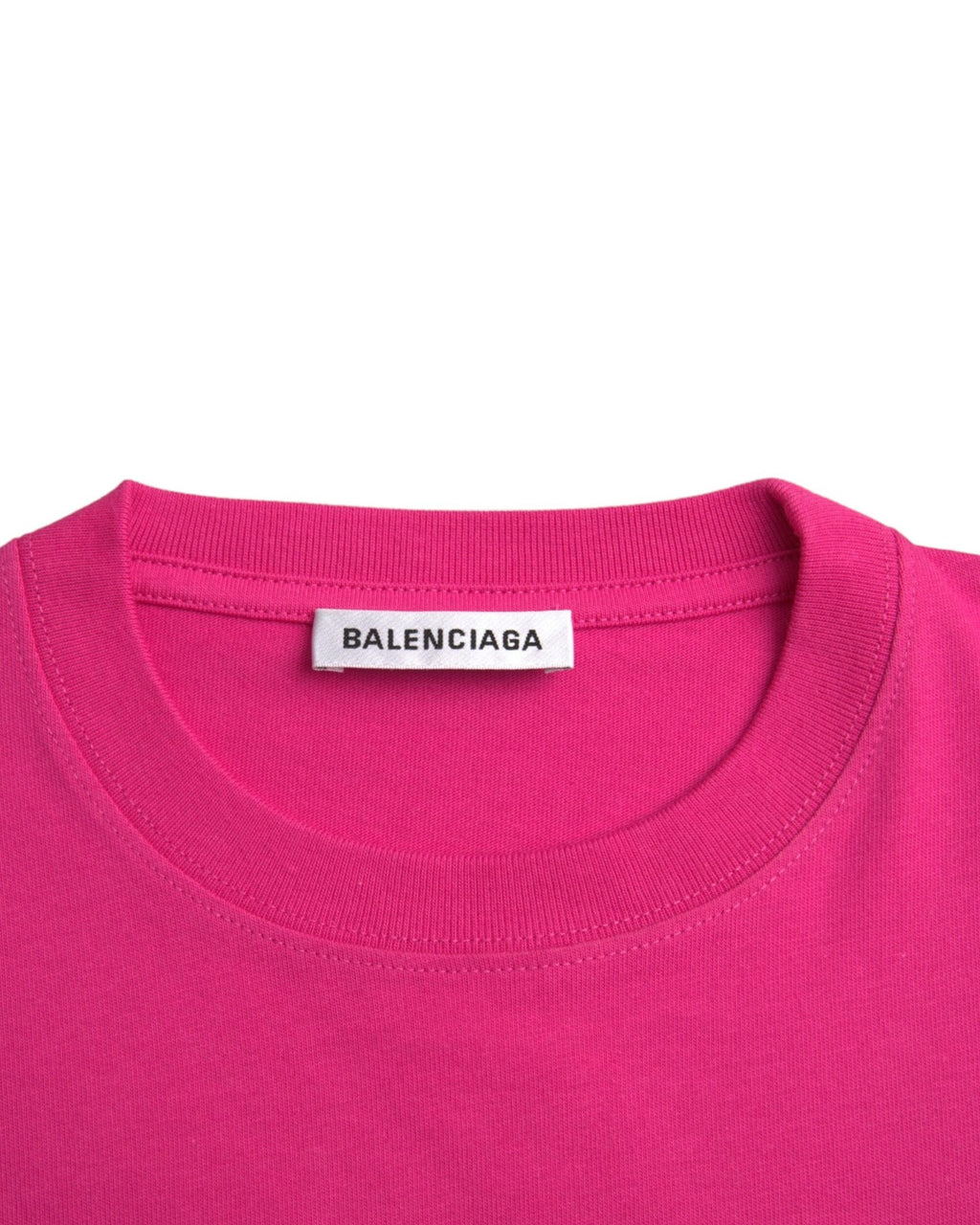 Balenciaga – T-Shirt Donna Fucsia in Cotone con Mini Logo Balenciaga
