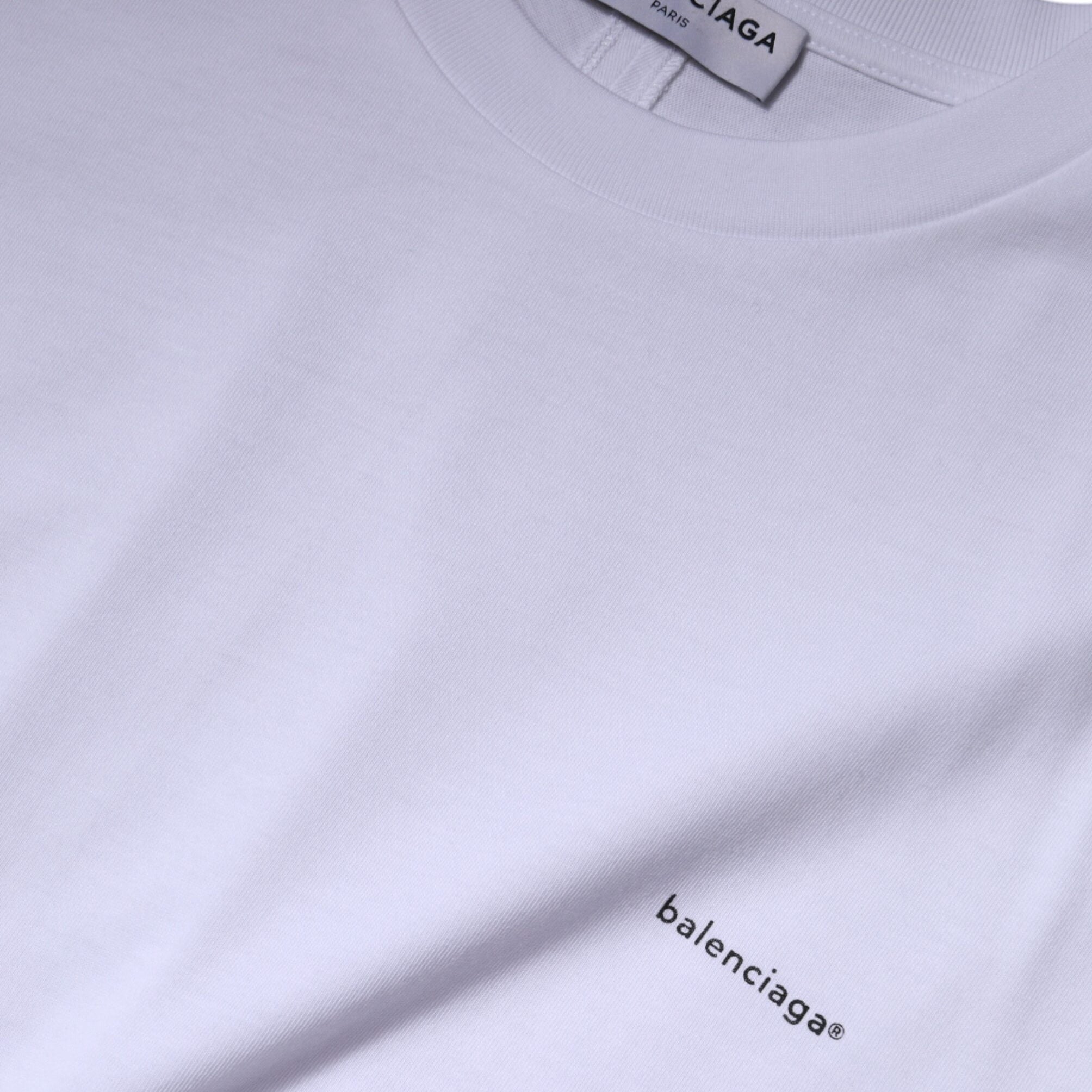 Balenciaga – T-Shirt Oversize in Cotone Bianco con Mini Logo