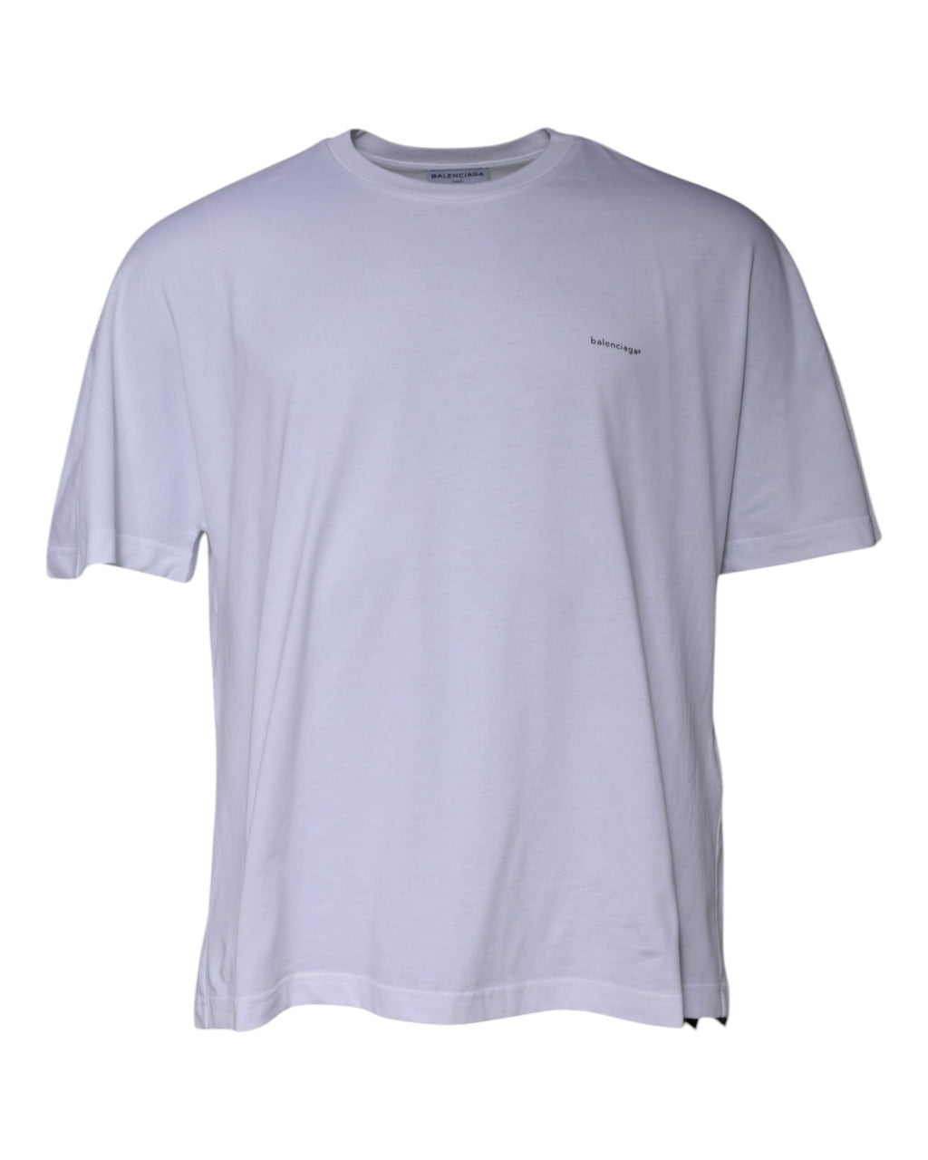 Balenciaga – T-Shirt Oversize in Cotone Bianco con Mini Logo