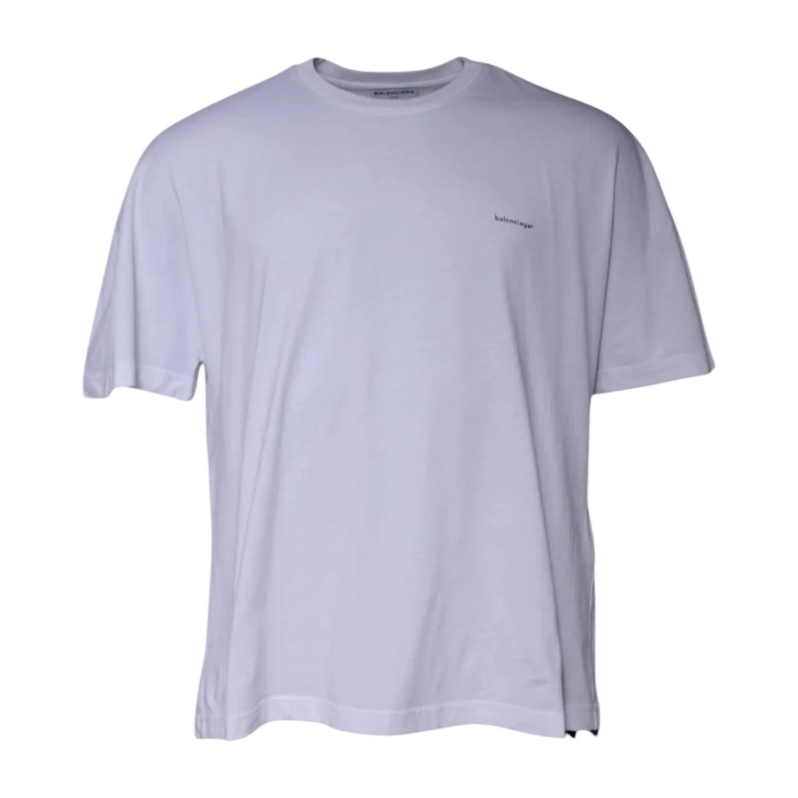 Balenciaga – T-Shirt Oversize in Cotone Bianco con Mini Logo