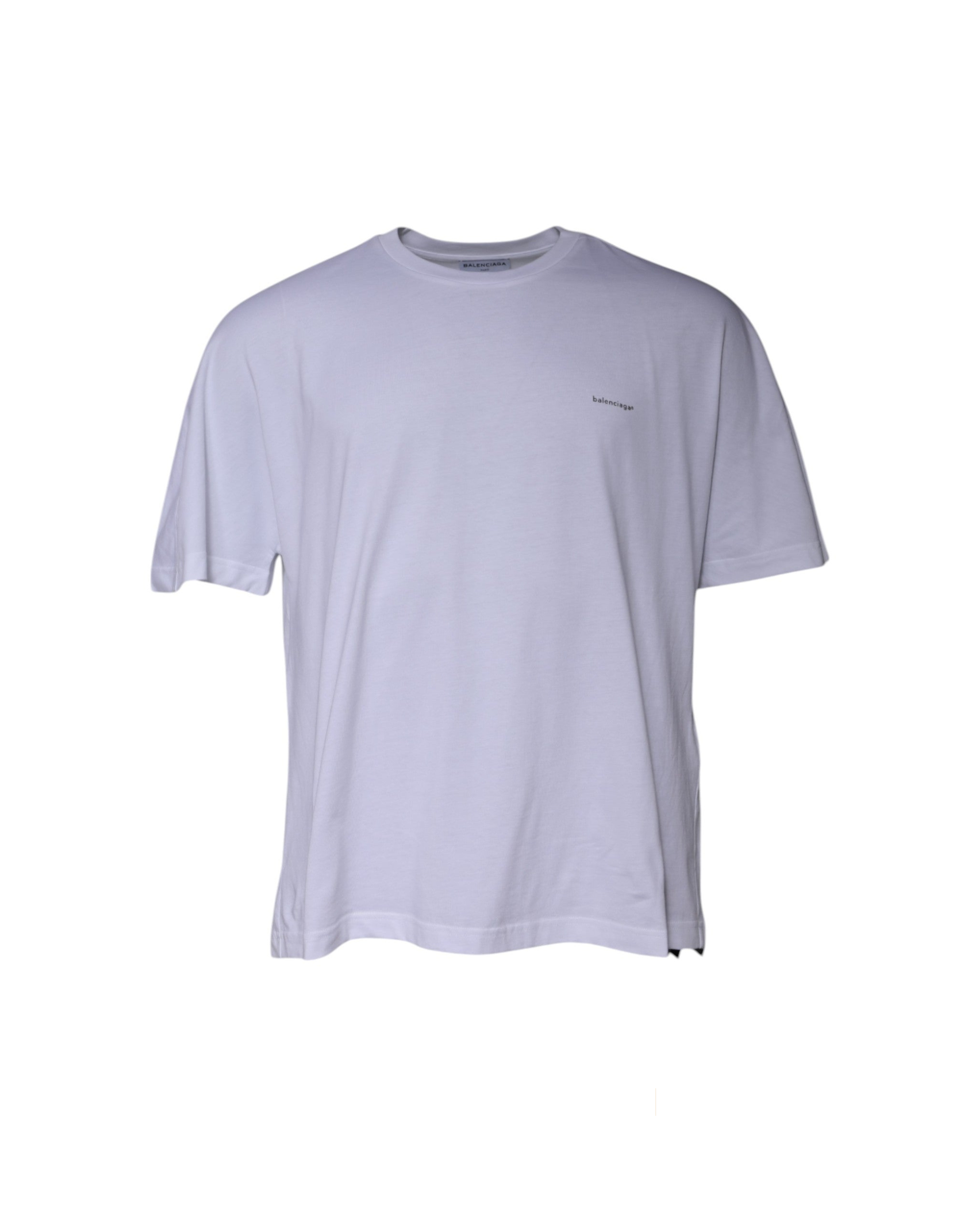 Balenciaga – T-Shirt Oversize in Cotone Bianco con Mini Logo