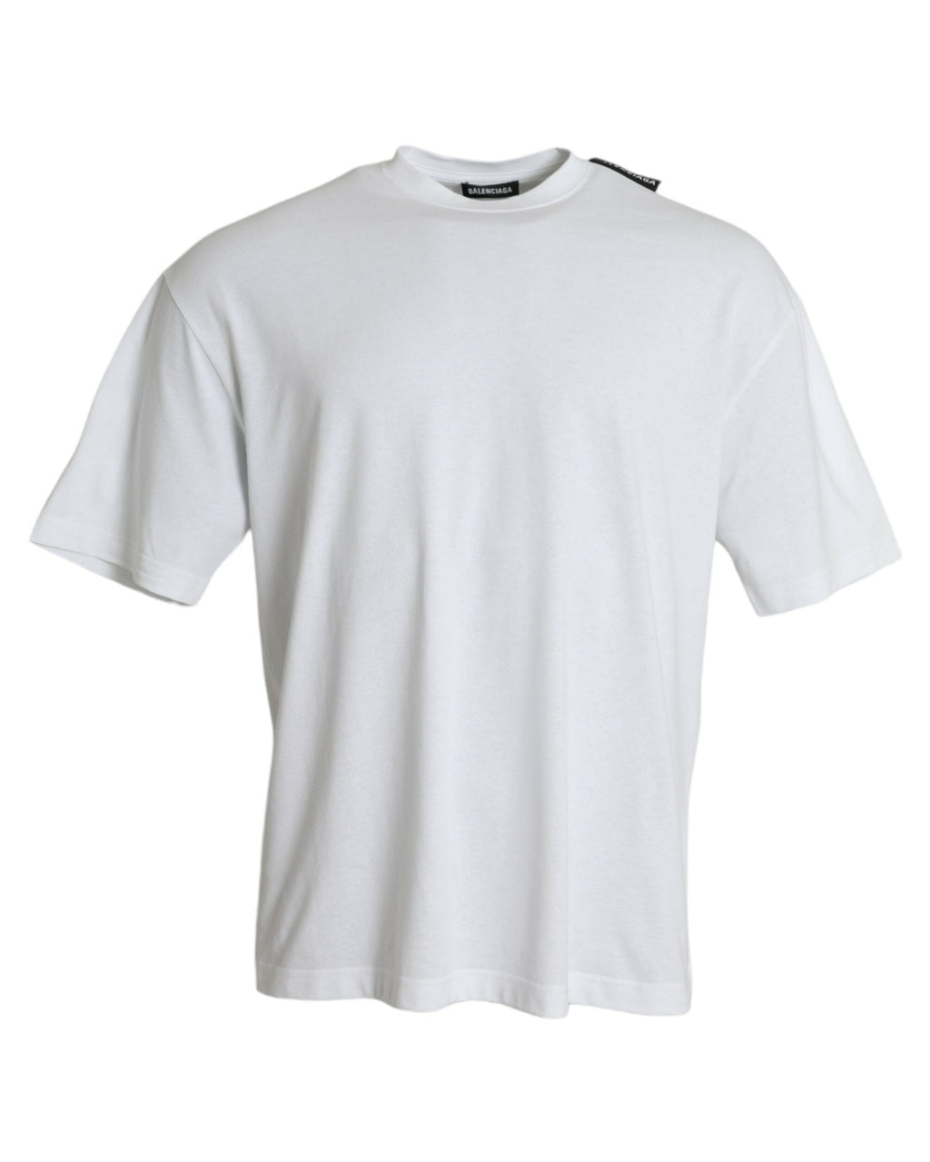 Balenciaga – T-Shirt Oversize Off White con Logo Ribbon sulla Spalla