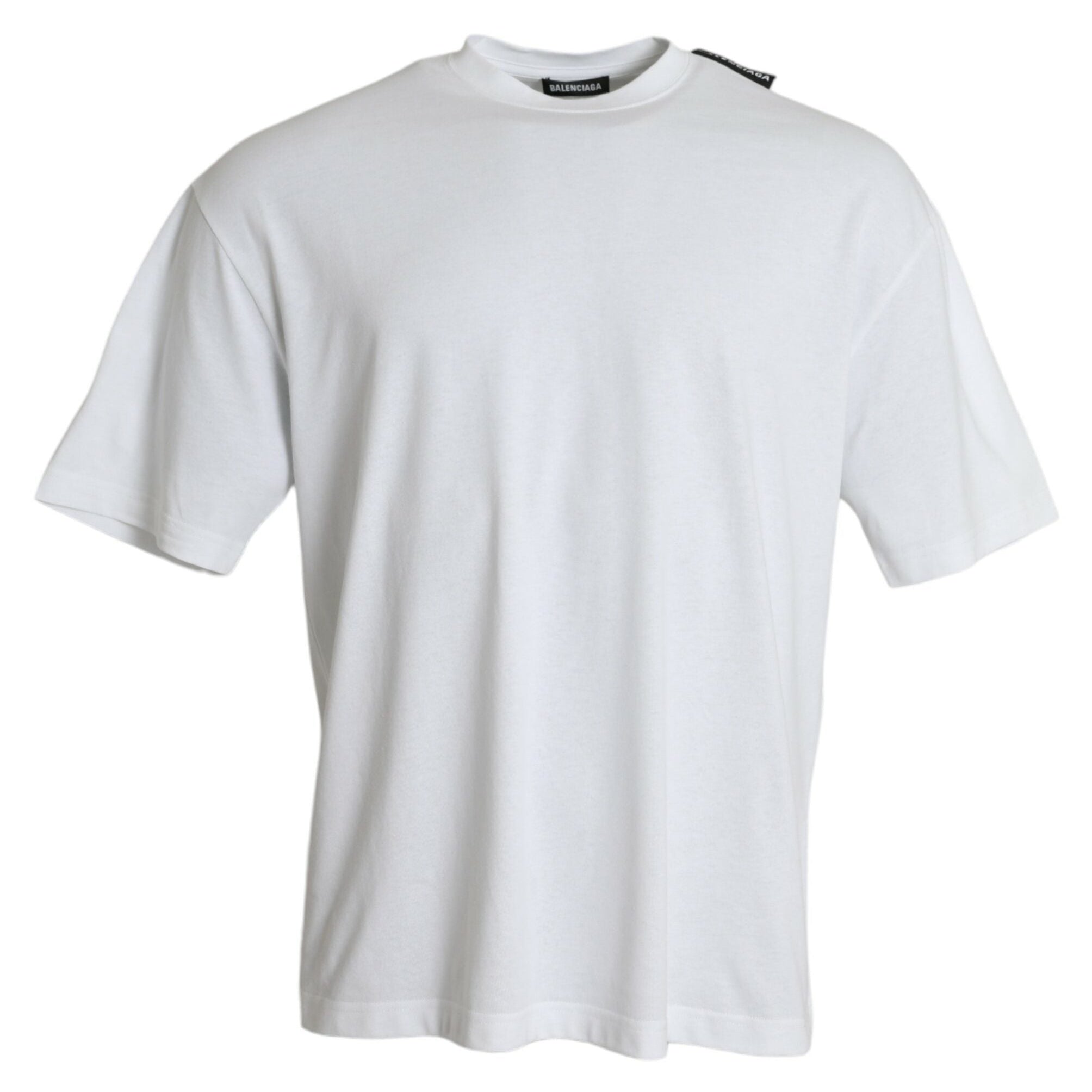 Balenciaga – T-Shirt Oversize Off White con Logo Ribbon sulla Spalla