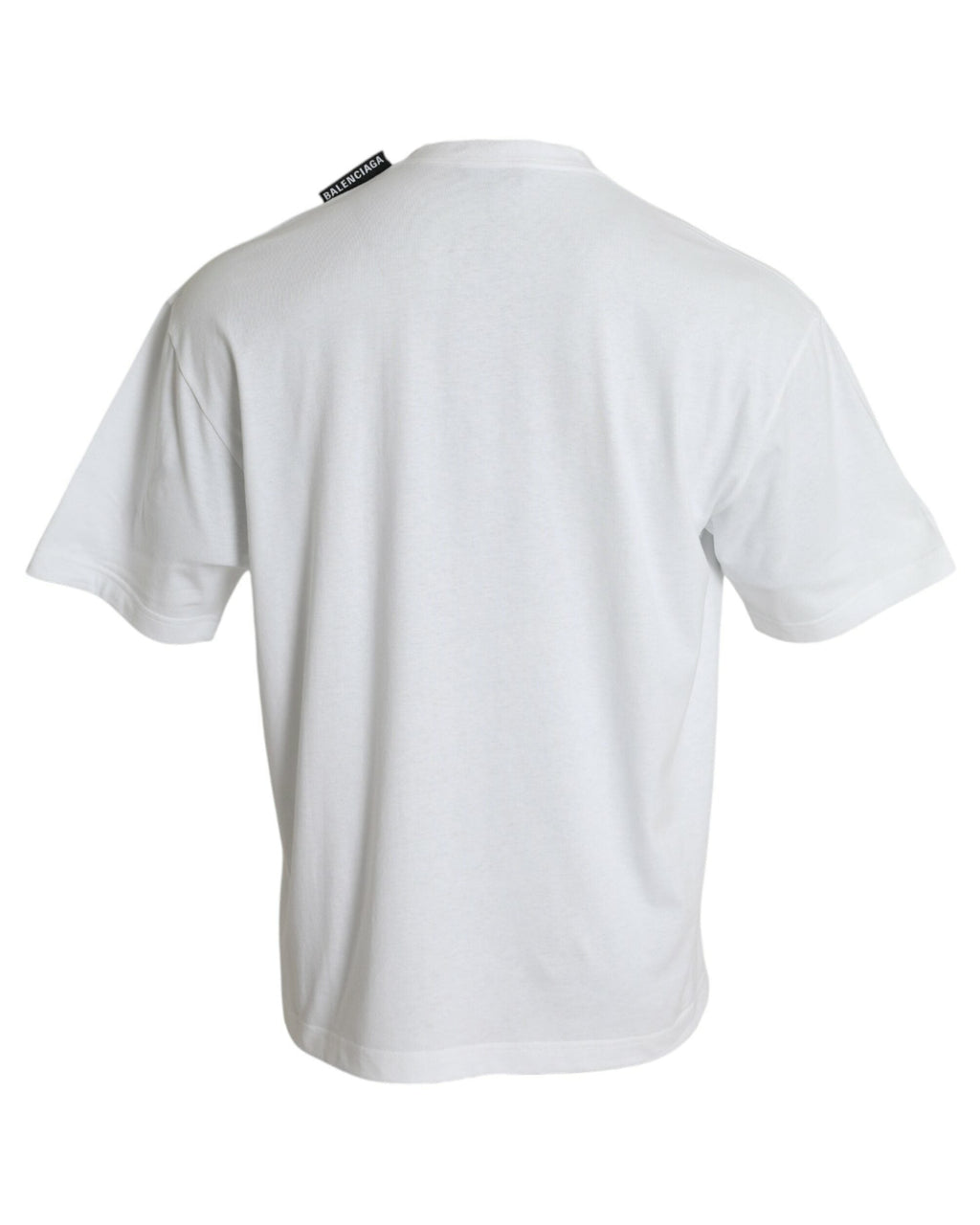 Balenciaga – T-Shirt Oversize Off White con Logo Ribbon sulla Spalla