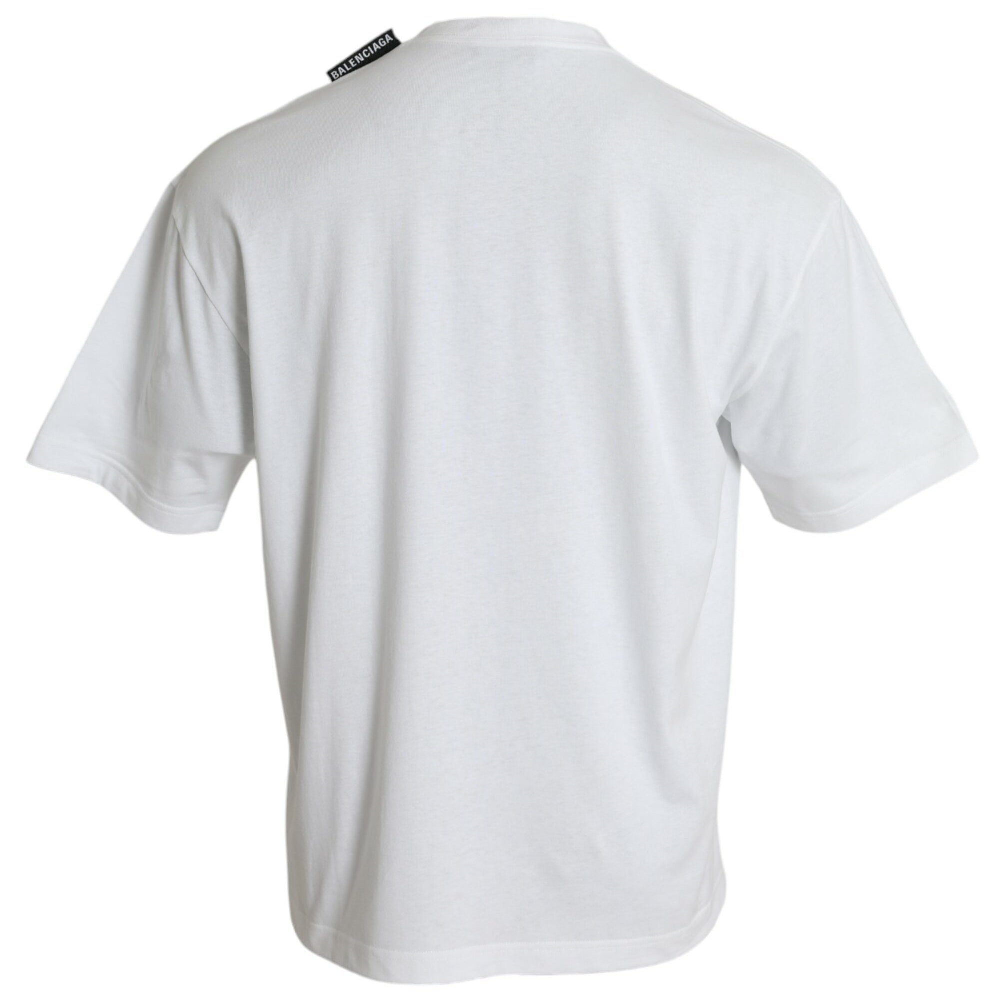 Balenciaga – T-Shirt Oversize Off White con Logo Ribbon sulla Spalla