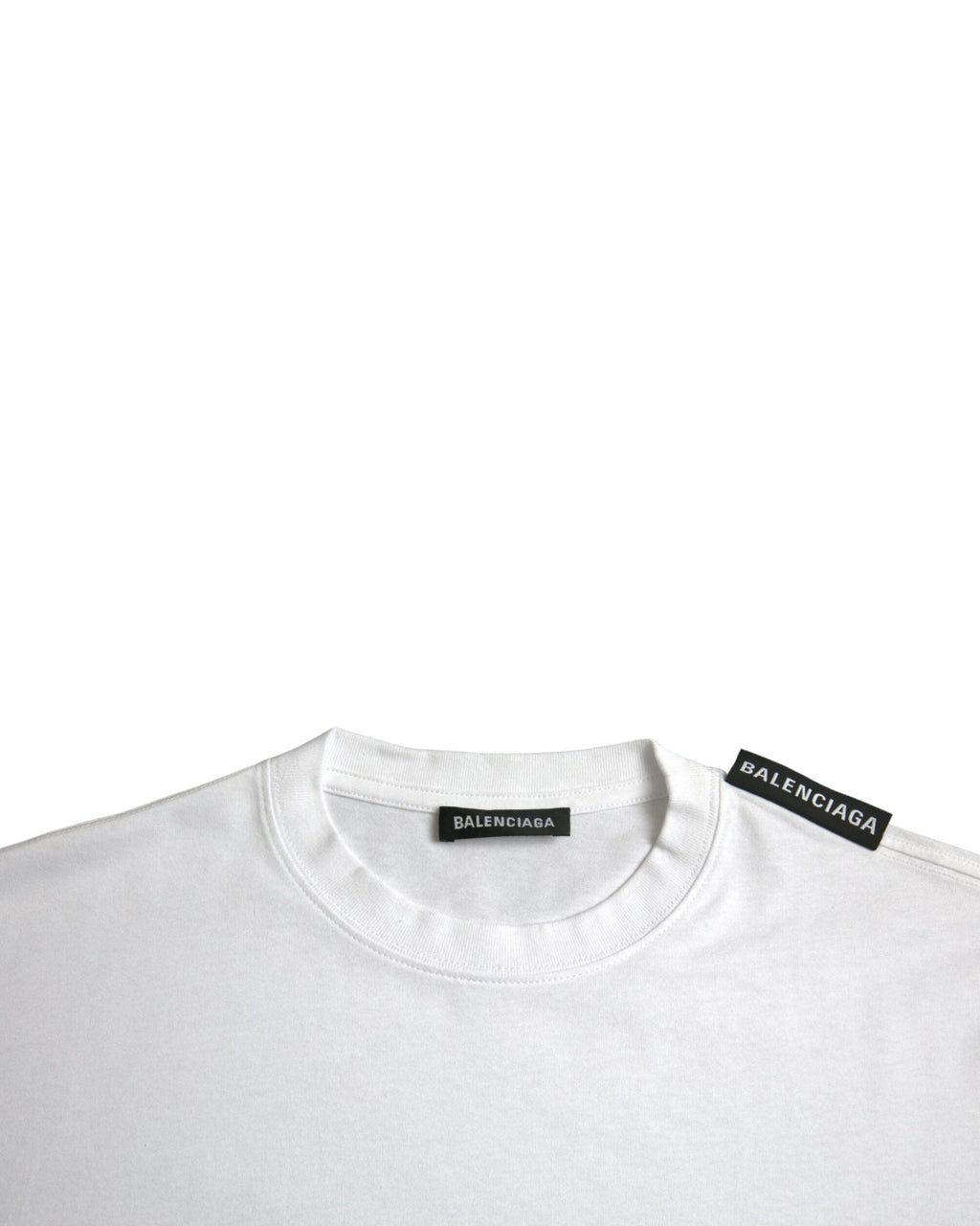 Balenciaga – T-Shirt Oversize Off White con Logo Ribbon sulla Spalla