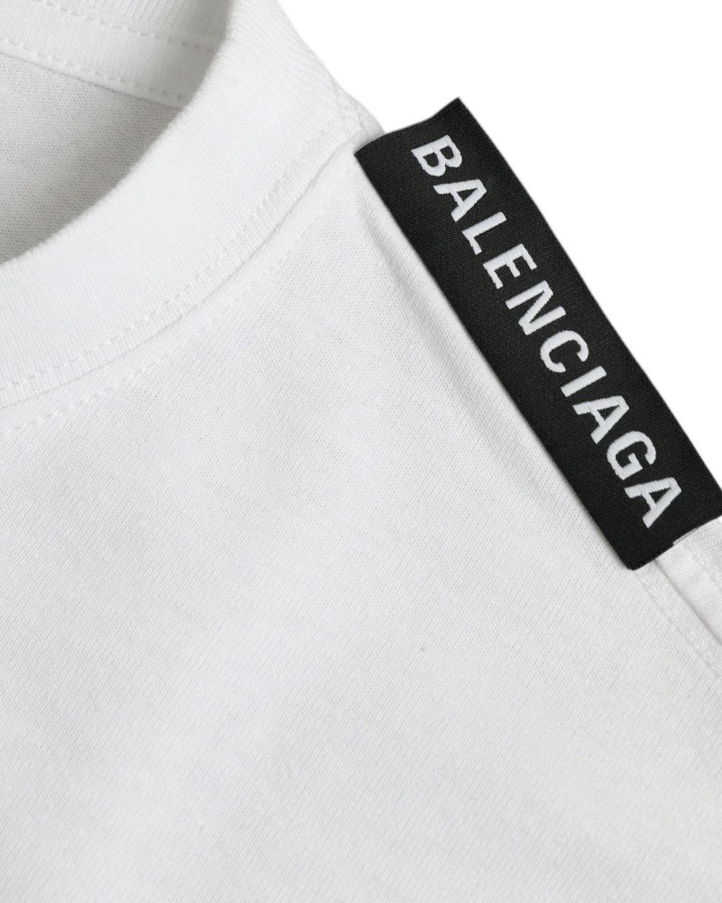 Balenciaga – T-Shirt Oversize Off White con Logo Ribbon sulla Spalla