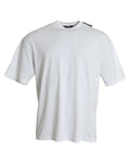 Balenciaga – T-Shirt Oversize Off White con Logo Ribbon sulla Spalla