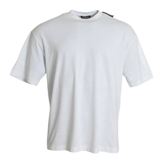 Balenciaga – T-Shirt Oversize Off White con Logo Ribbon sulla Spalla
