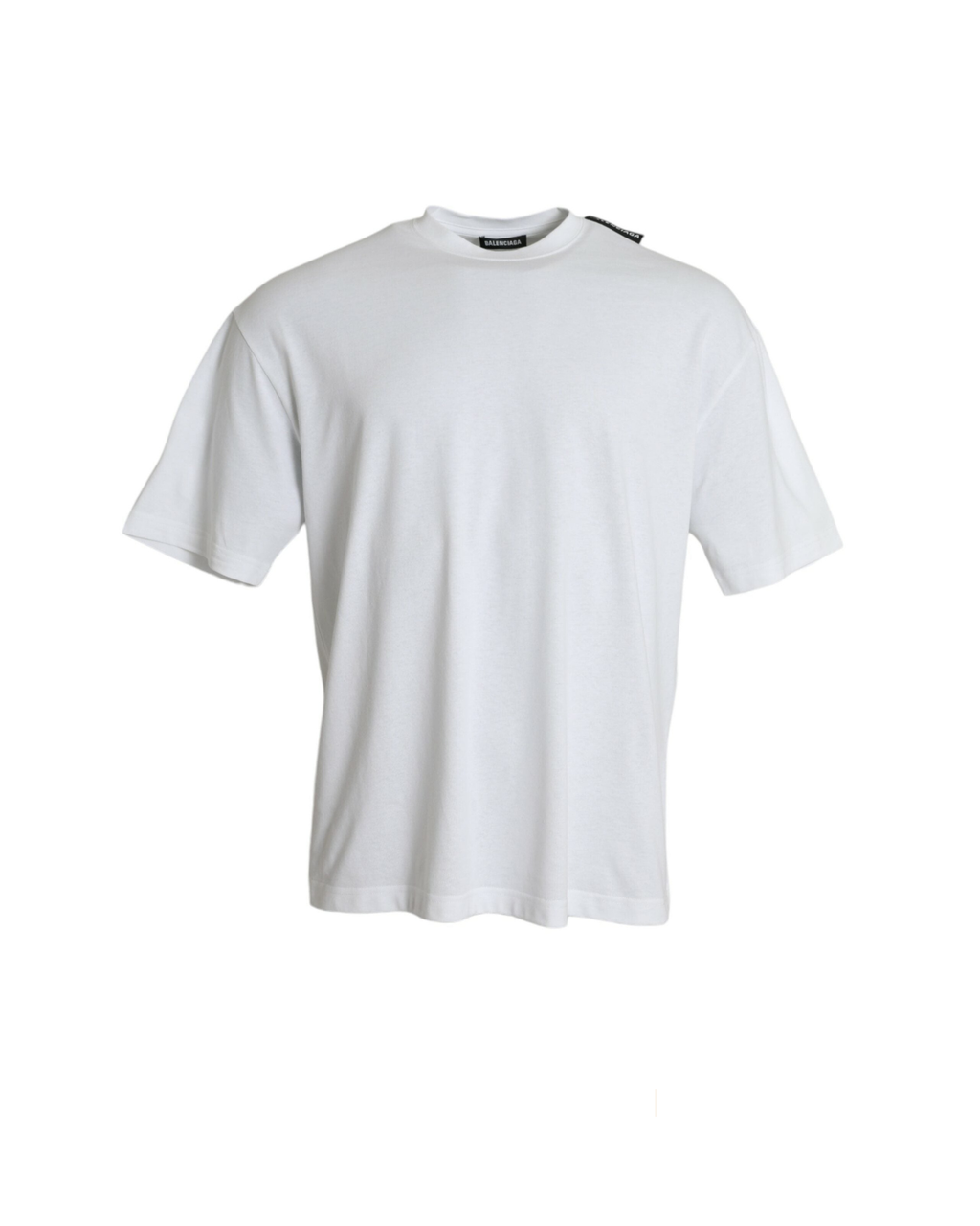 Balenciaga – T-Shirt Oversize Off White con Logo Ribbon sulla Spalla