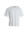 Balenciaga – T-Shirt Oversize Off White con Logo Ribbon sulla Spalla