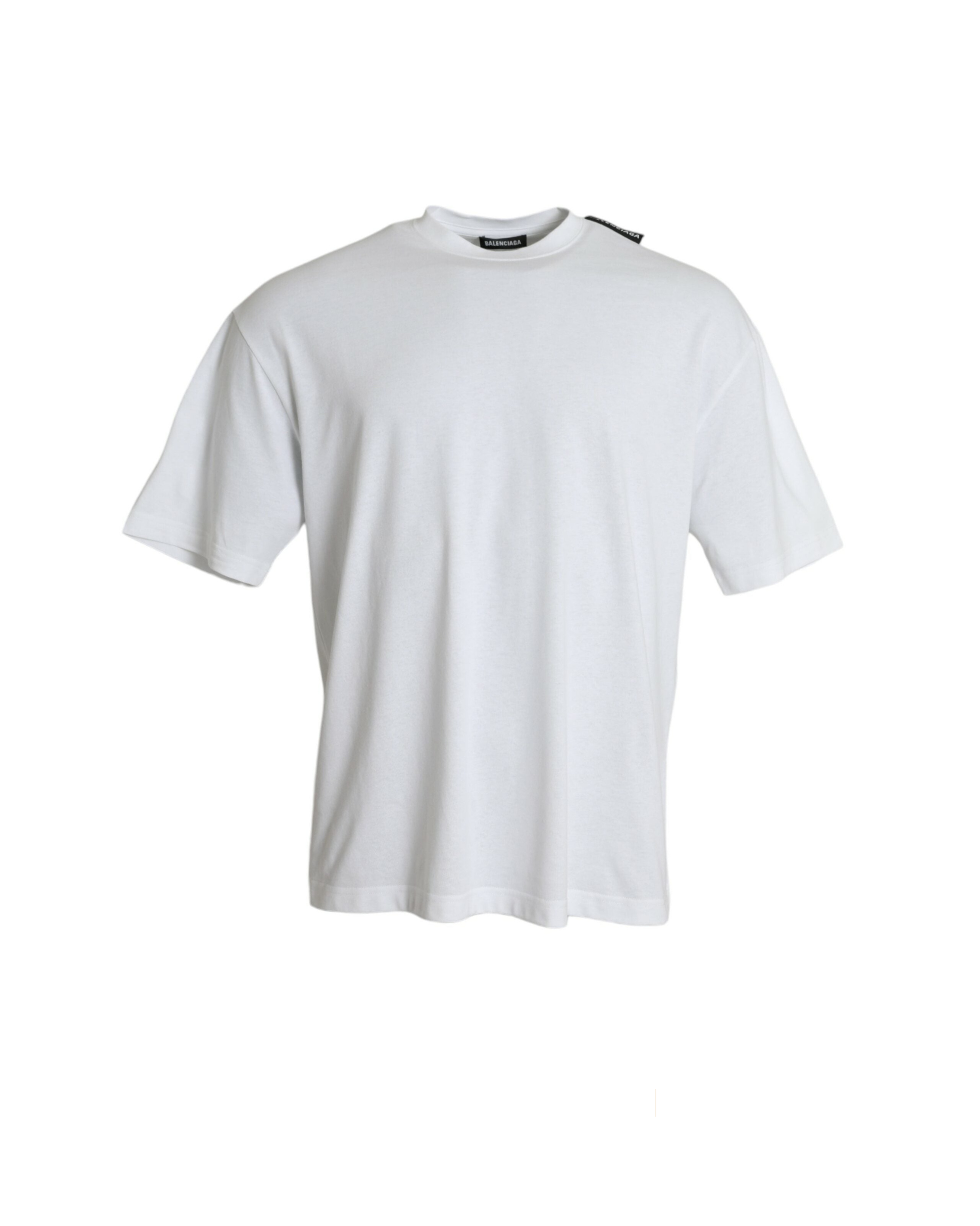 Balenciaga – T-Shirt Oversize Off White con Logo Ribbon sulla Spalla
