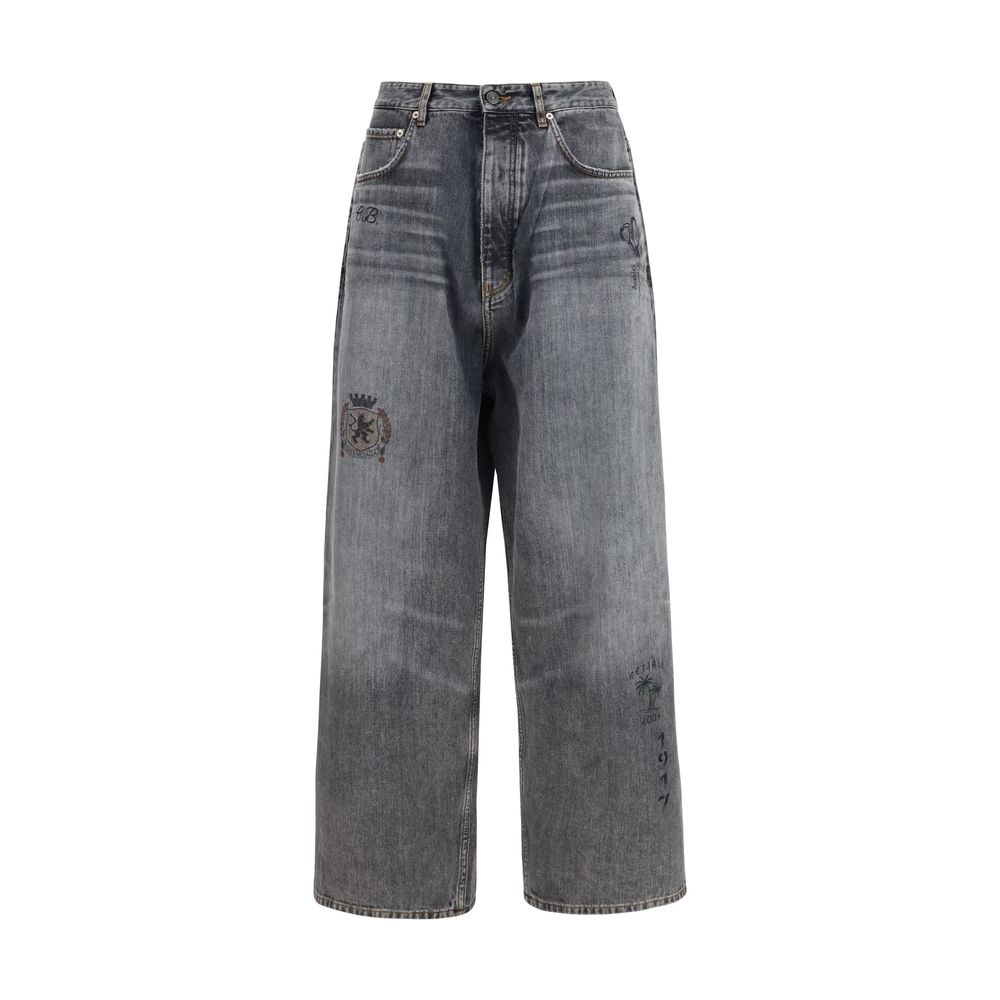 Balenciaga – Tattoo Baggy Denim Pants Grey