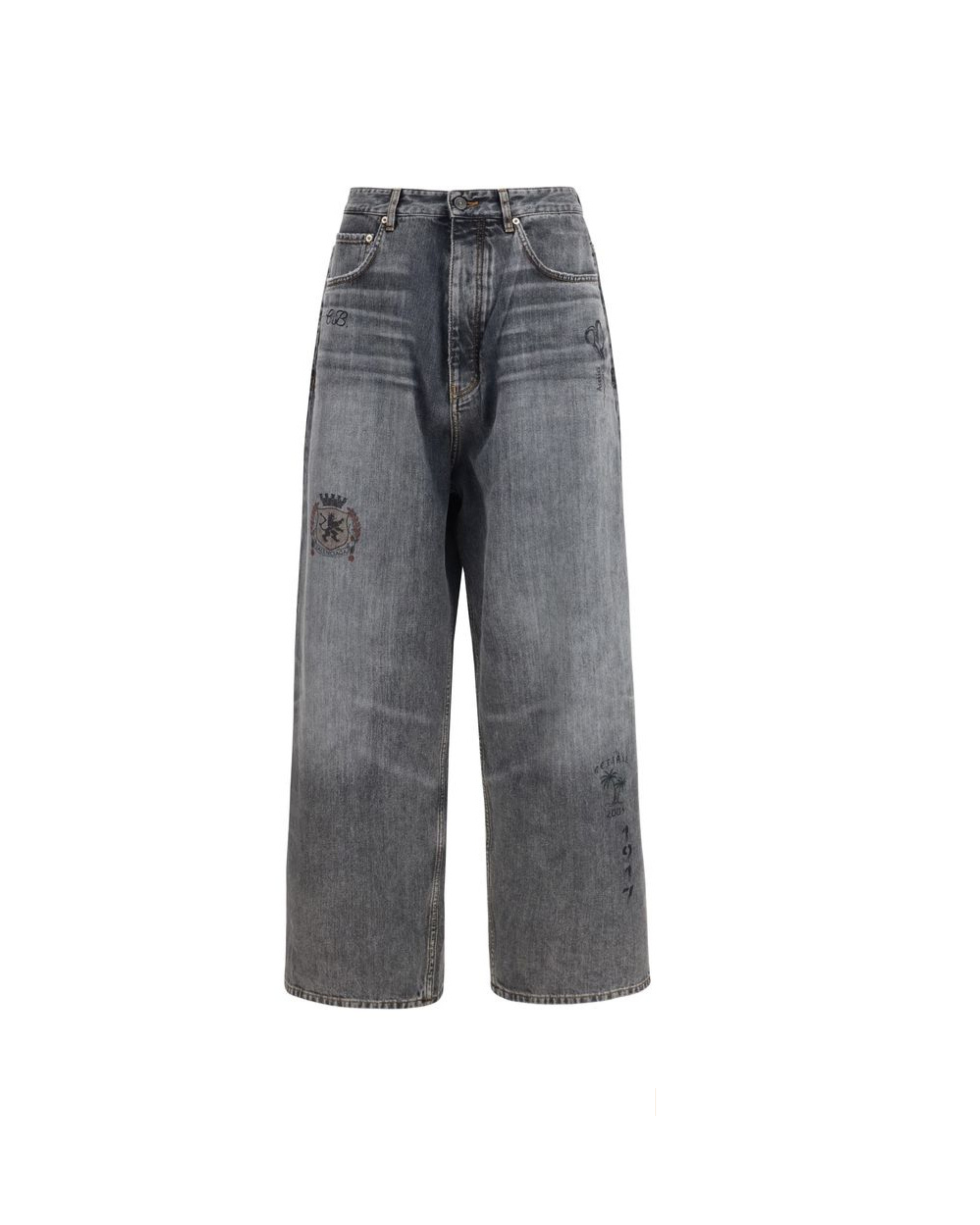 Balenciaga – Tattoo Baggy Denim Pants Grey
