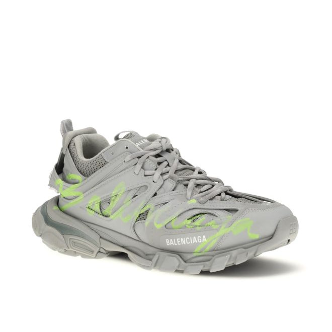 Balenciaga – Track Signature Sneakers Grey / Neon Green